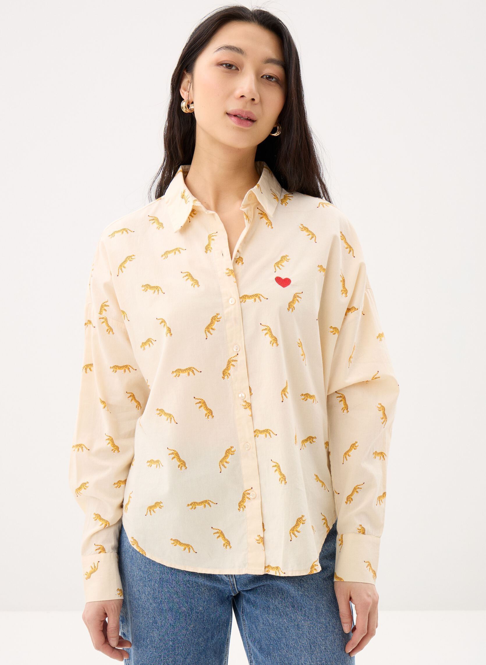 Langarm-Hemden Pcjanna Ls Loose Aop Shirt Fc Bc damen weiß Pieces Langarm-Hemden Pcjanna Ls Loose Aop Shirt Fc Bc damen weiß White Smoke