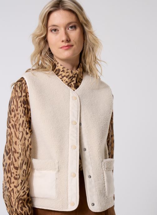 Pieces Vestes sans manches Pcjune Teddy Vest Bc femme blanc