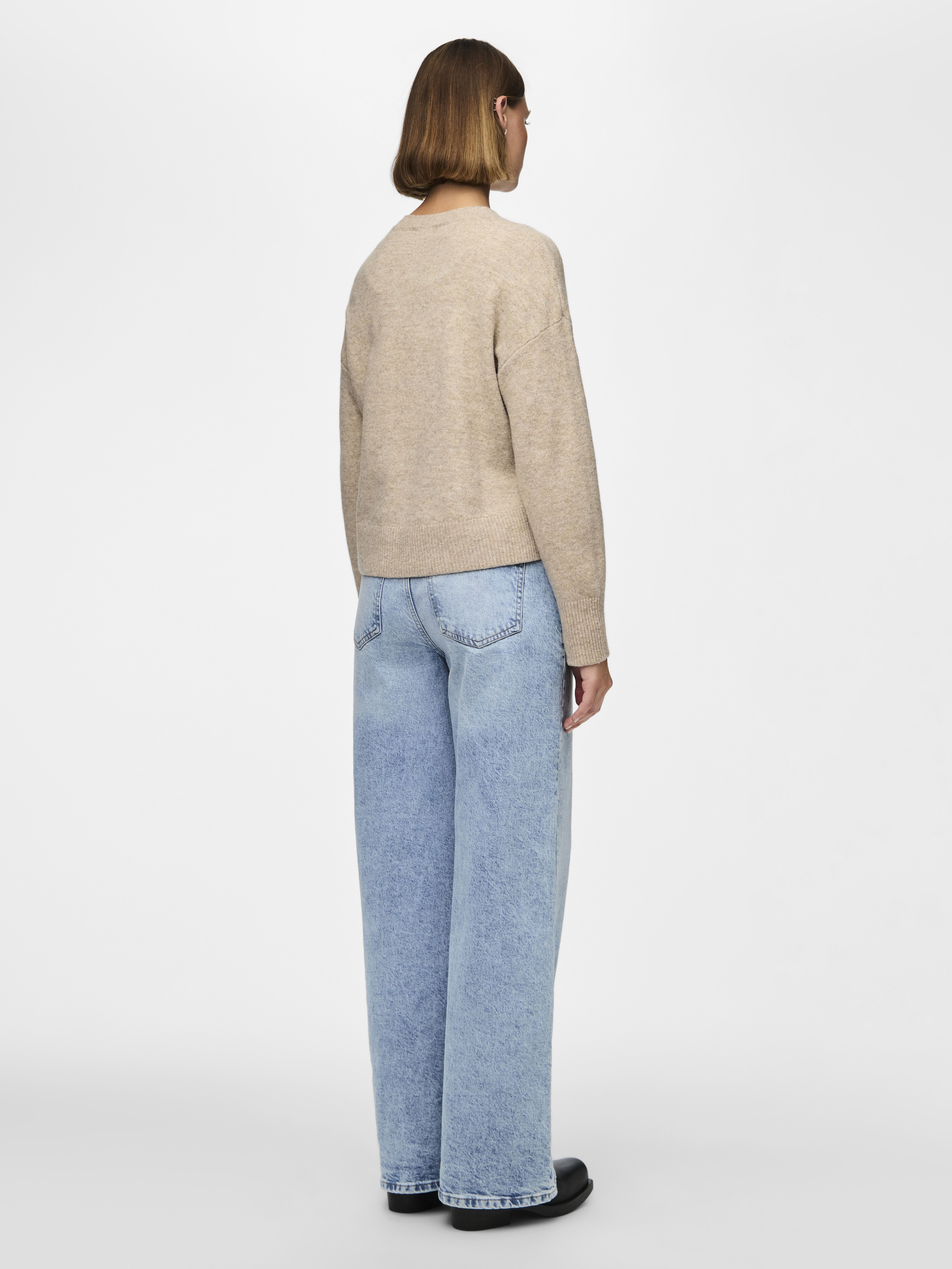 Truien Pcmalou Ls O-Neck Cutline Knit Noos Bc dames beige Pieces Truien Pcmalou Ls O-Neck Cutline Knit Noos Bc dames beige Taupe gray