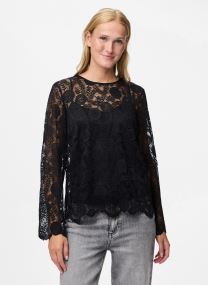 Langarm-Blusen Pcolline Ls Lace O-Neck Top Wvn Noos damen schwarz Pieces Langarm-Blusen Pcolline Ls Lace O-Neck Top Wvn Noos damen schwarz BLACK