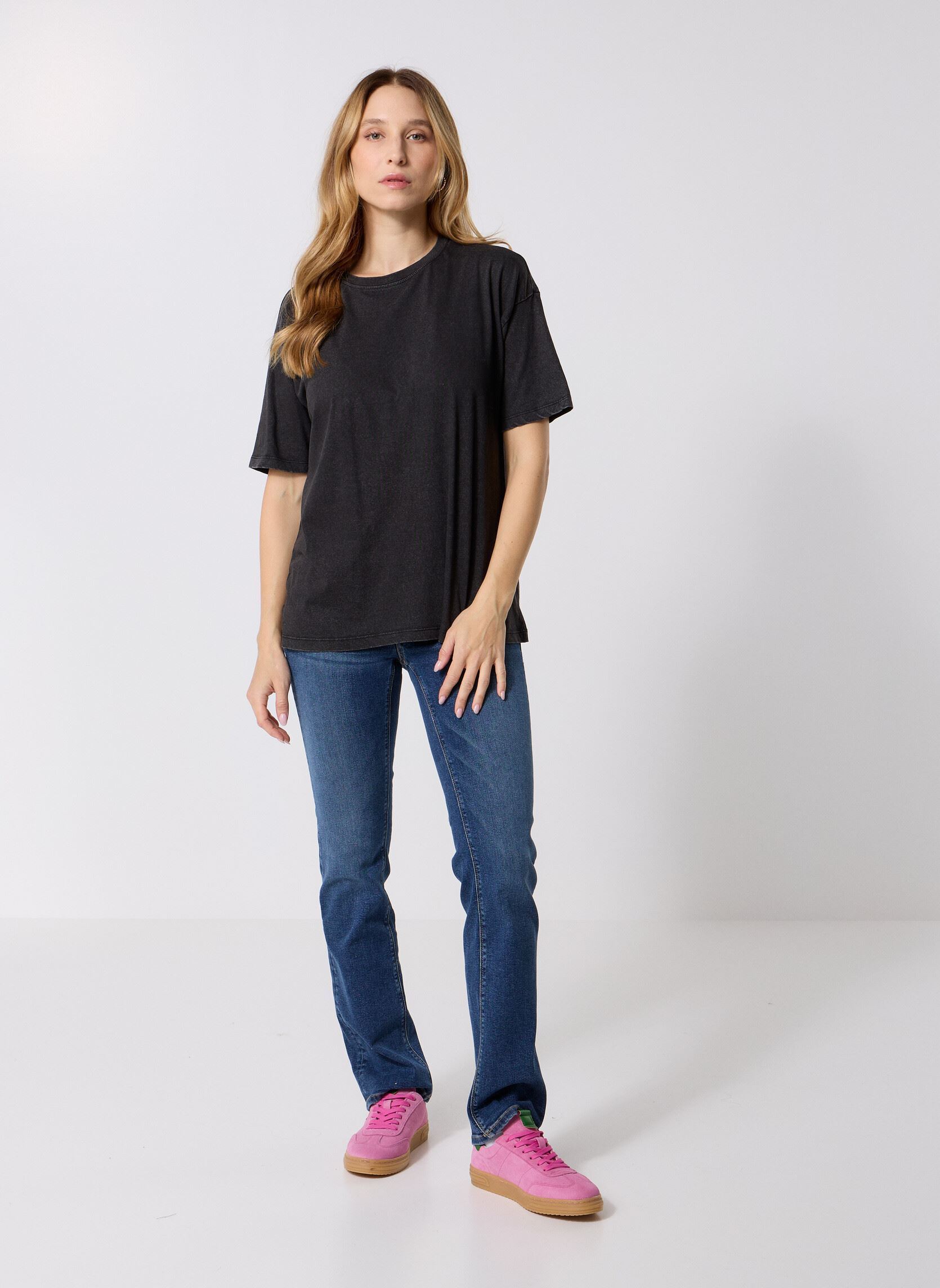 Kurzarm-T-Shirts Pceloise Ss Washed Print Tee Fc Bc damen schwarz Pieces Kurzarm-T-Shirts Pceloise Ss Washed Print Tee Fc Bc damen schwarz Black
