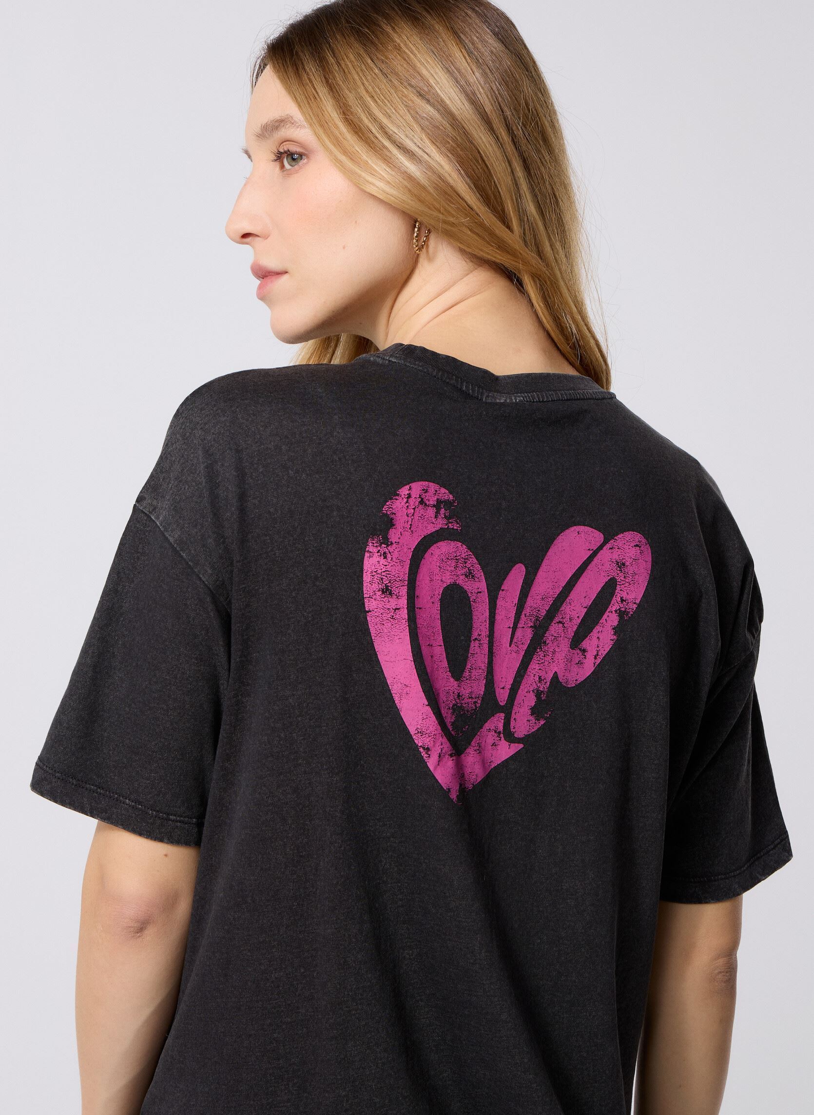 Kurzarm-T-Shirts Pceloise Ss Washed Print Tee Fc Bc damen schwarz Pieces Kurzarm-T-Shirts Pceloise Ss Washed Print Tee Fc Bc damen schwarz Black