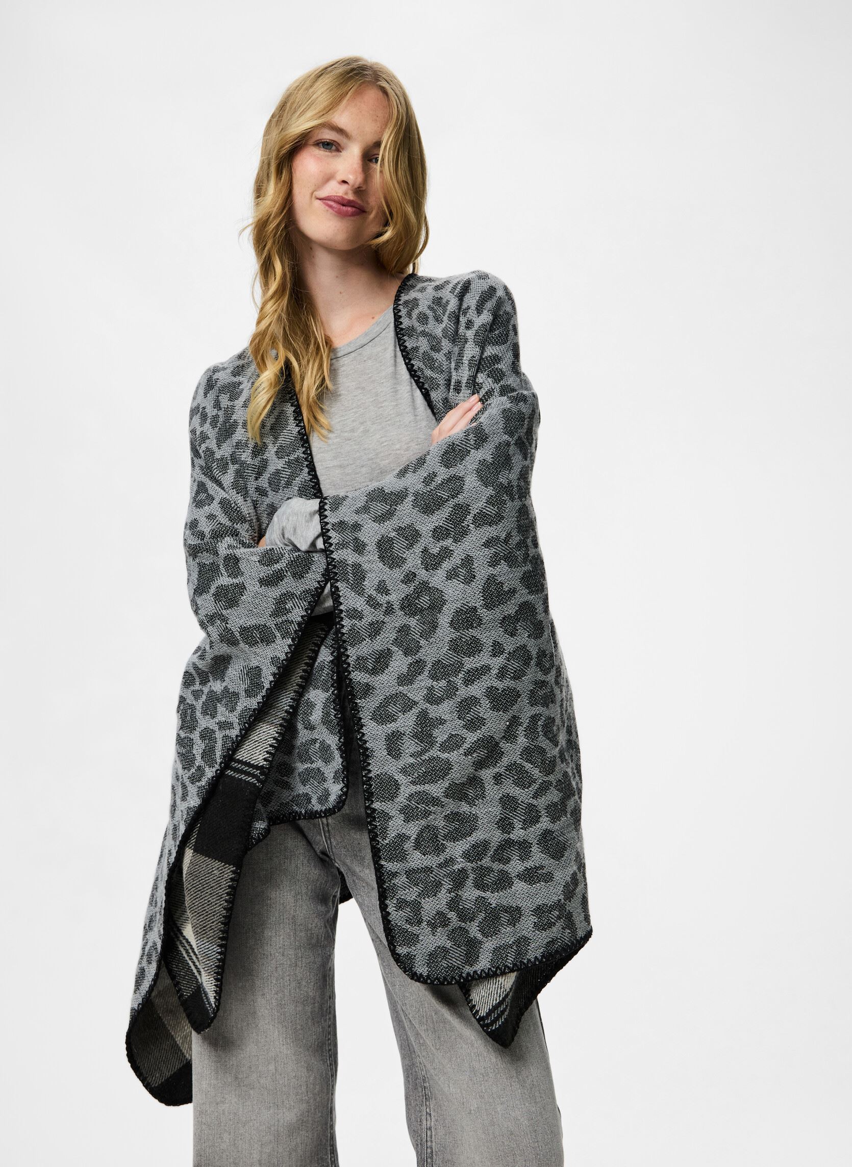 Ponchos und Capes Pcjalina Poncho Reversable Bc damen grau Pieces Ponchos und Capes Pcjalina Poncho Reversable Bc damen grau December Sky