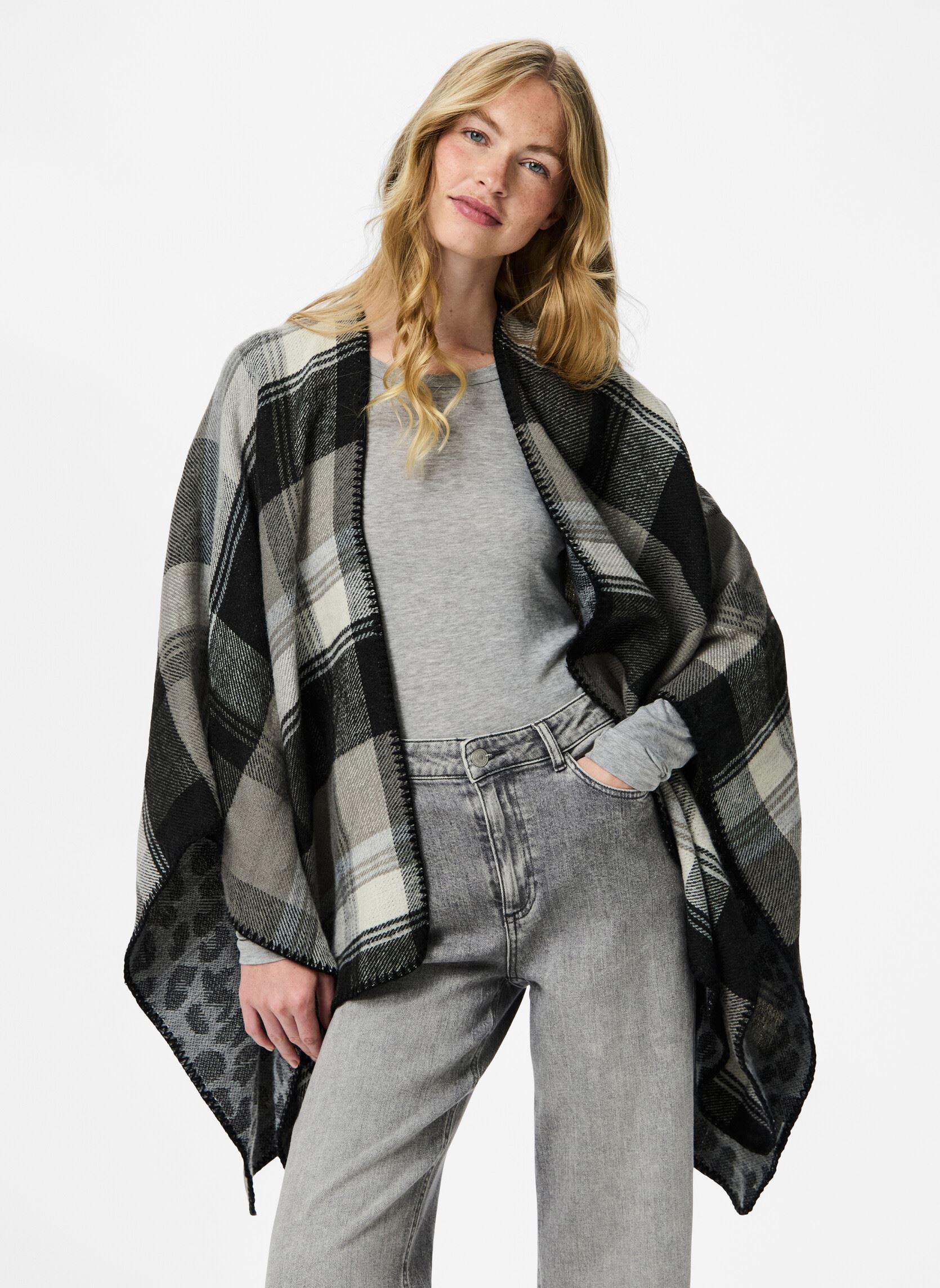 Ponchos und Capes Pcjalina Poncho Reversable Bc damen grau Pieces Ponchos und Capes Pcjalina Poncho Reversable Bc damen grau December Sky