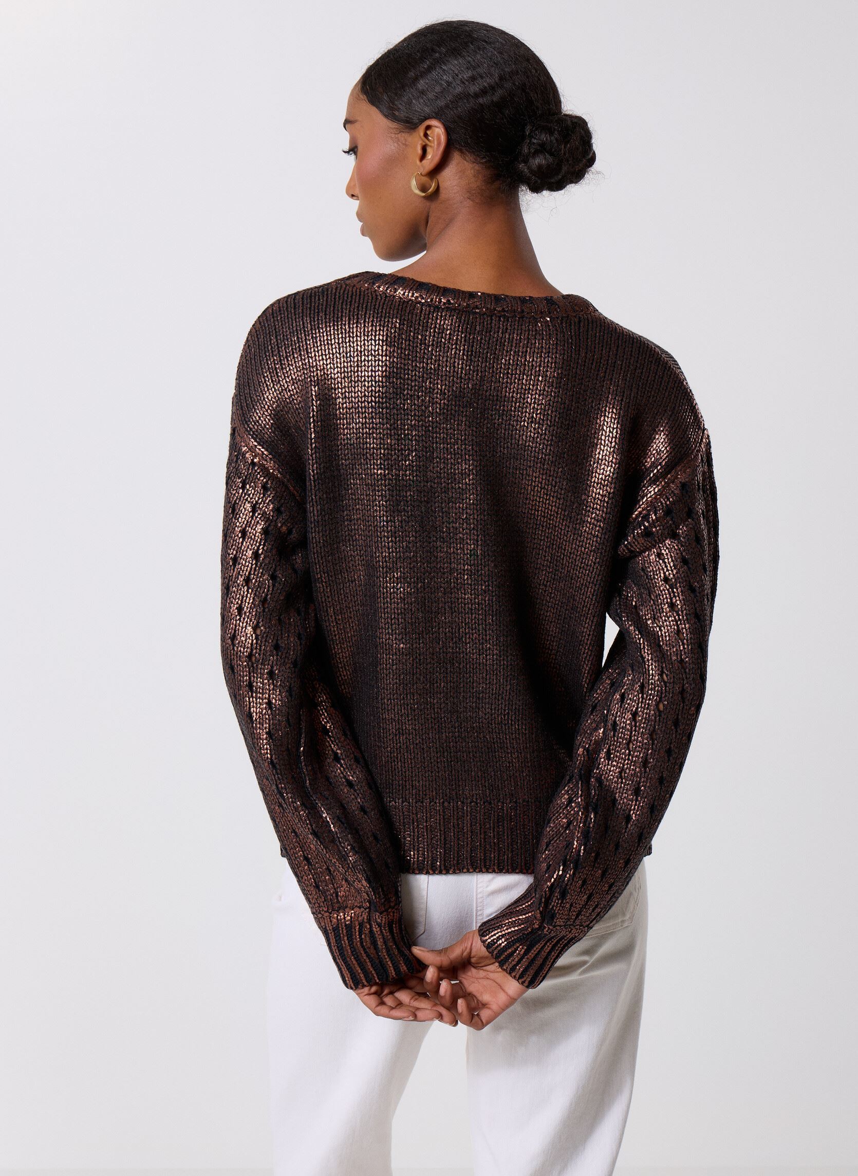 Pulls Pcjavis Ls O-Neck Foil Knit Fc Bc femme marron Pieces Pulls Pcjavis Ls O-Neck Foil Knit Fc Bc femme marron Black