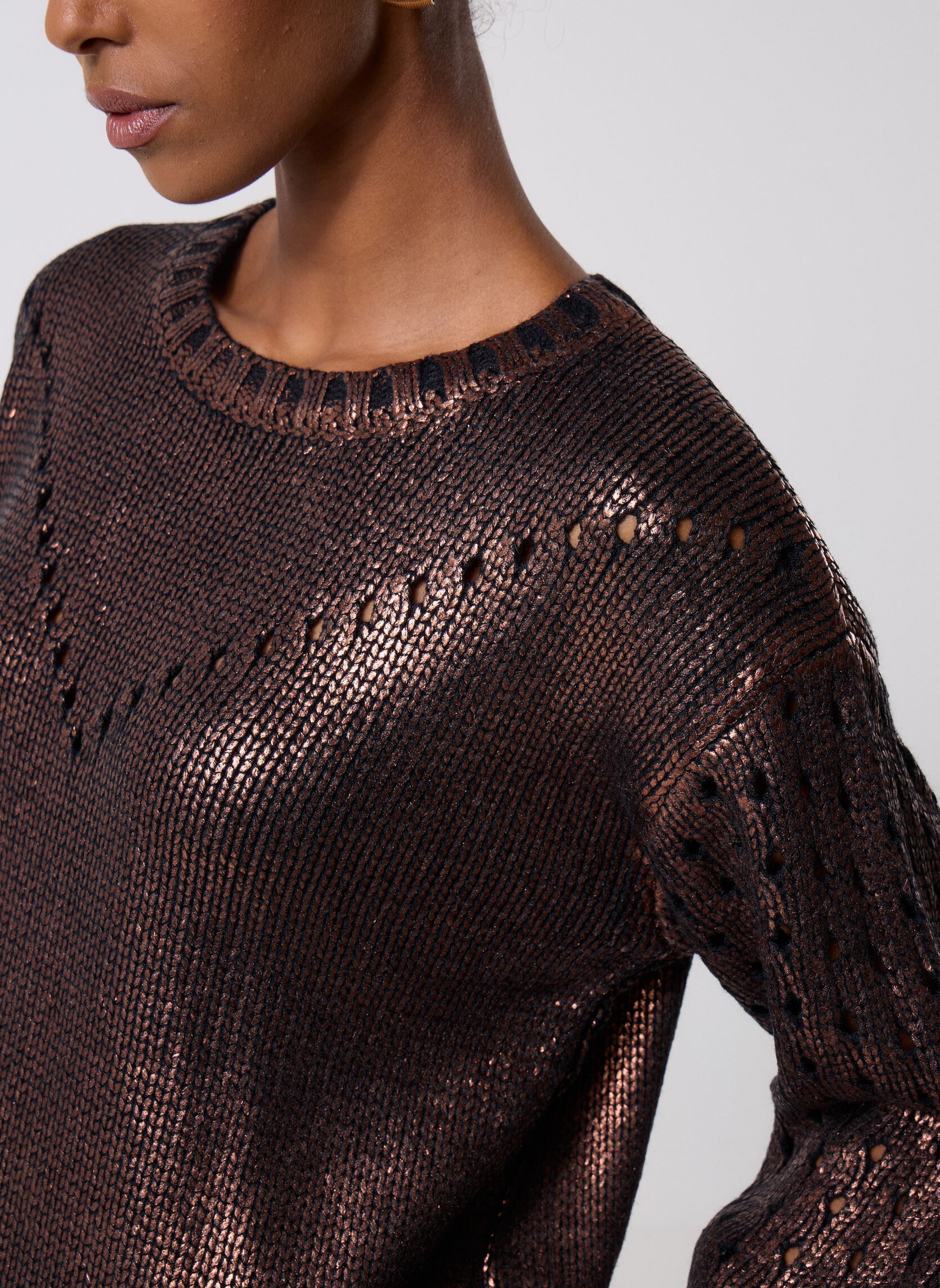 Pulls Pcjavis Ls O-Neck Foil Knit Fc Bc femme marron Pieces Pulls Pcjavis Ls O-Neck Foil Knit Fc Bc femme marron Black