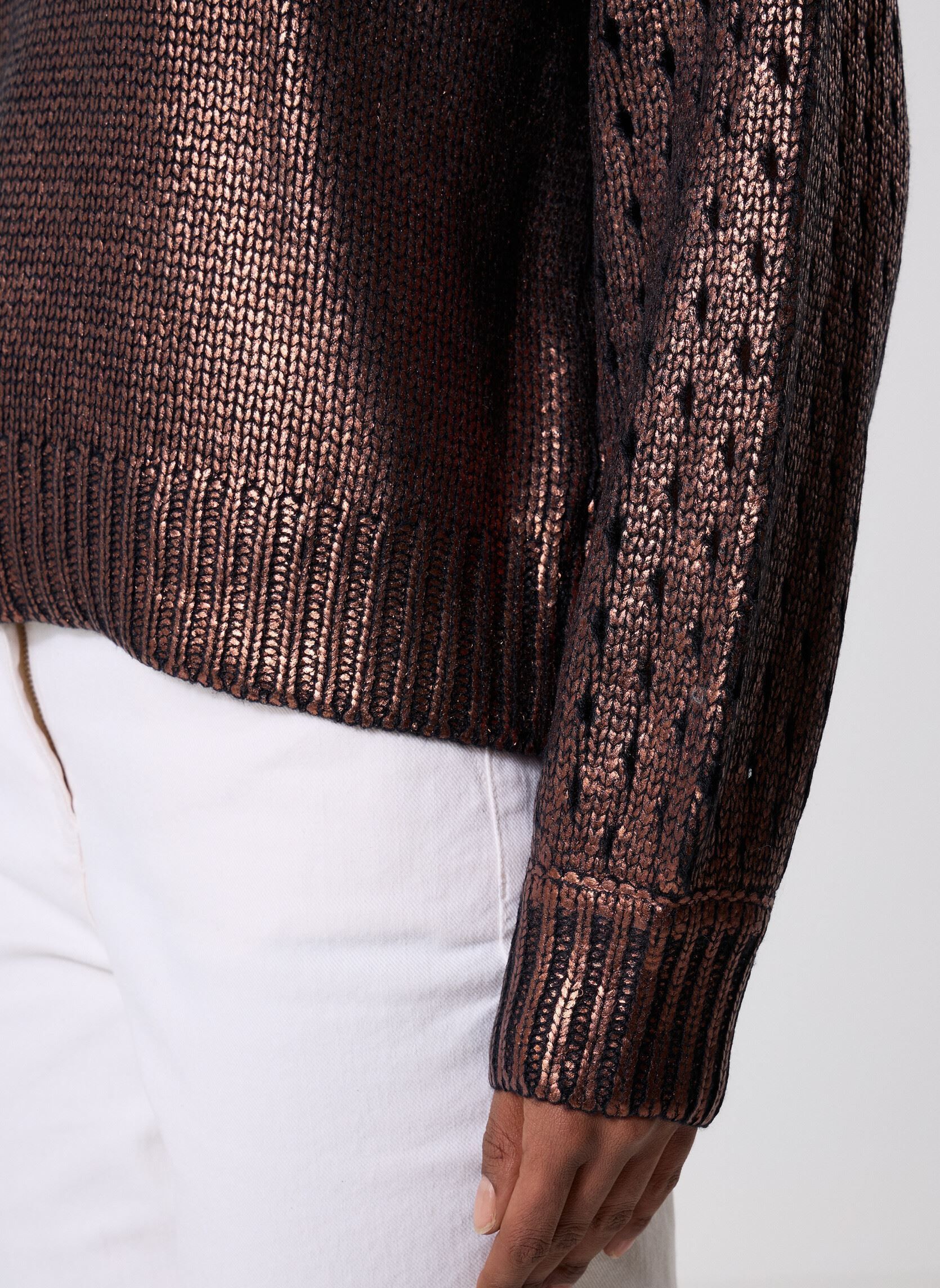 Pulls Pcjavis Ls O-Neck Foil Knit Fc Bc femme marron Pieces Pulls Pcjavis Ls O-Neck Foil Knit Fc Bc femme marron Black