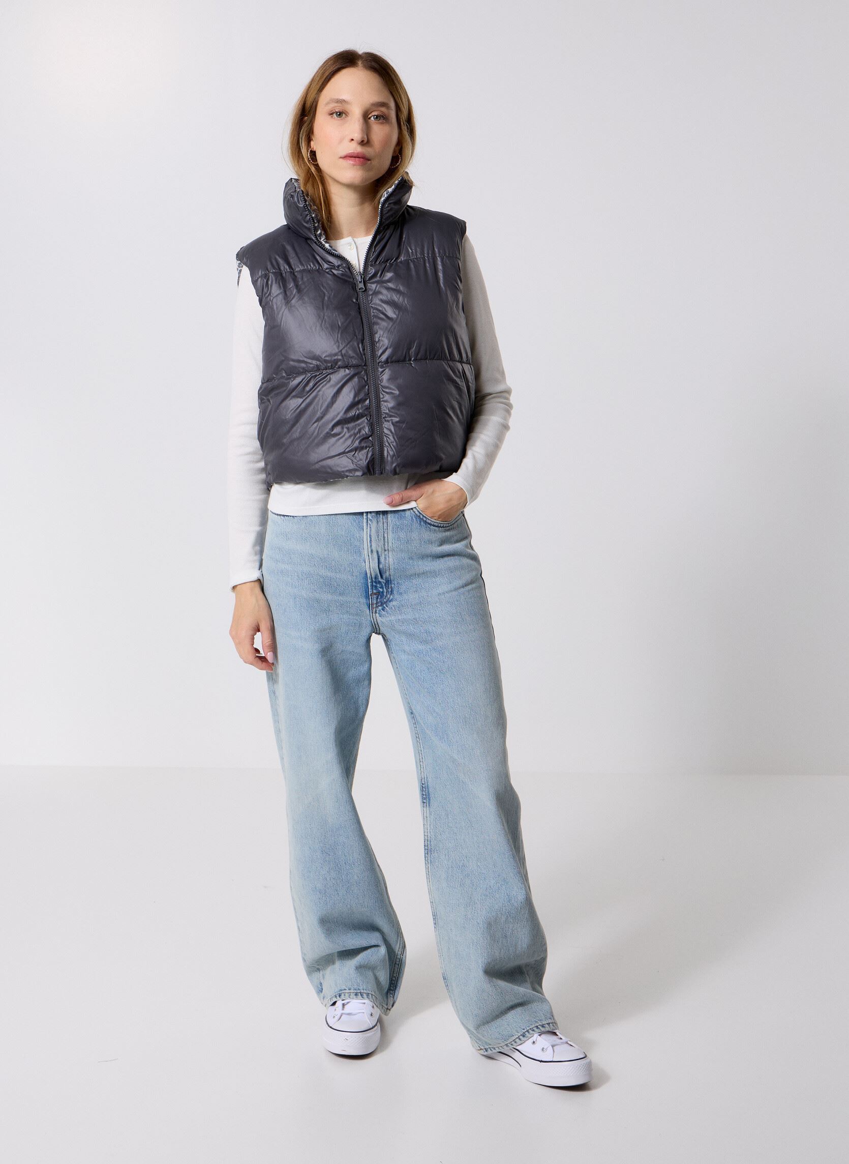 Daunenwesten Pcjimma Reversible Puffer Vest damen grau Pieces Daunenwesten Pcjimma Reversible Puffer Vest damen grau Asphalt