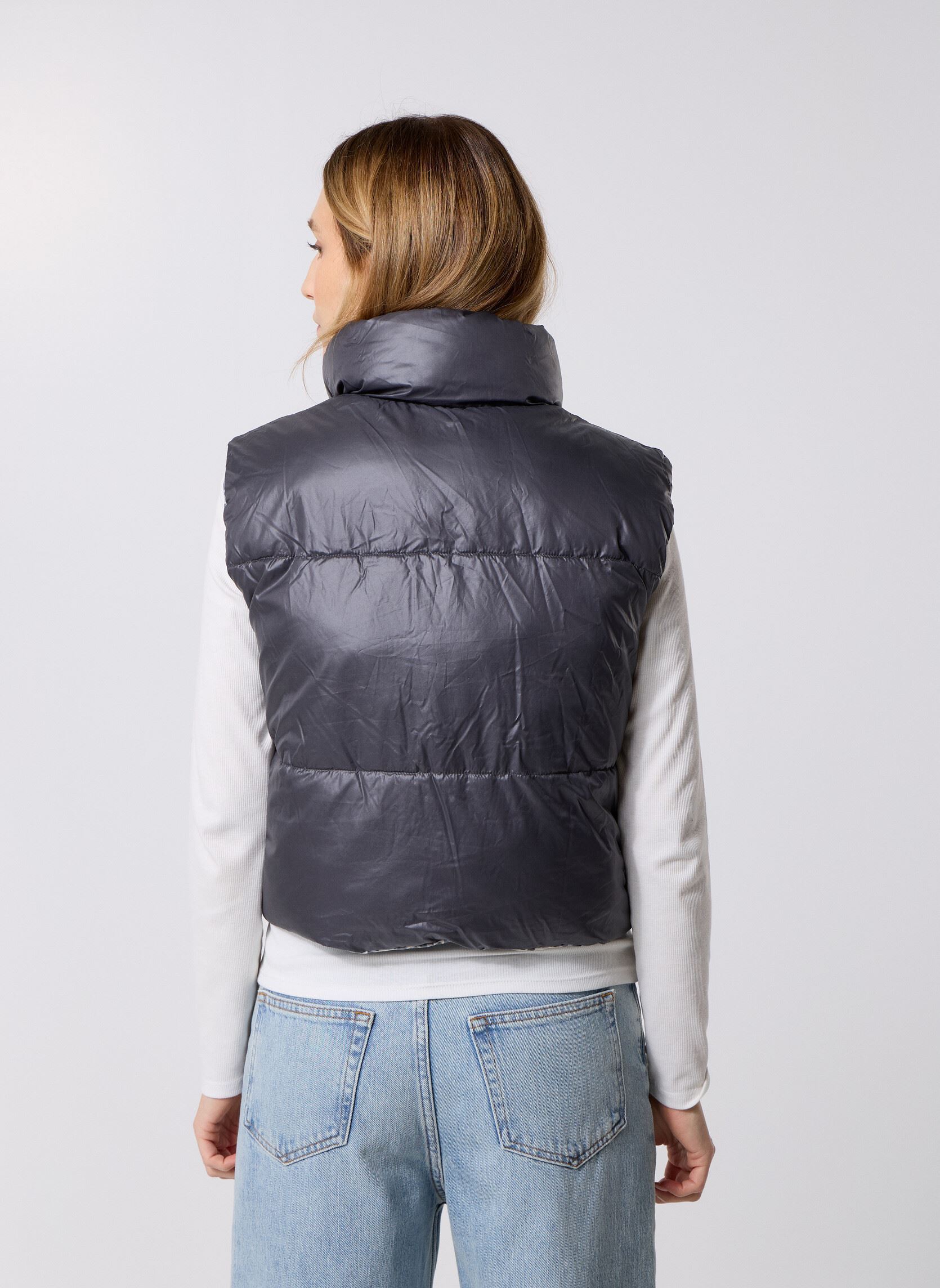 Daunenwesten Pcjimma Reversible Puffer Vest damen grau Pieces Daunenwesten Pcjimma Reversible Puffer Vest damen grau Asphalt