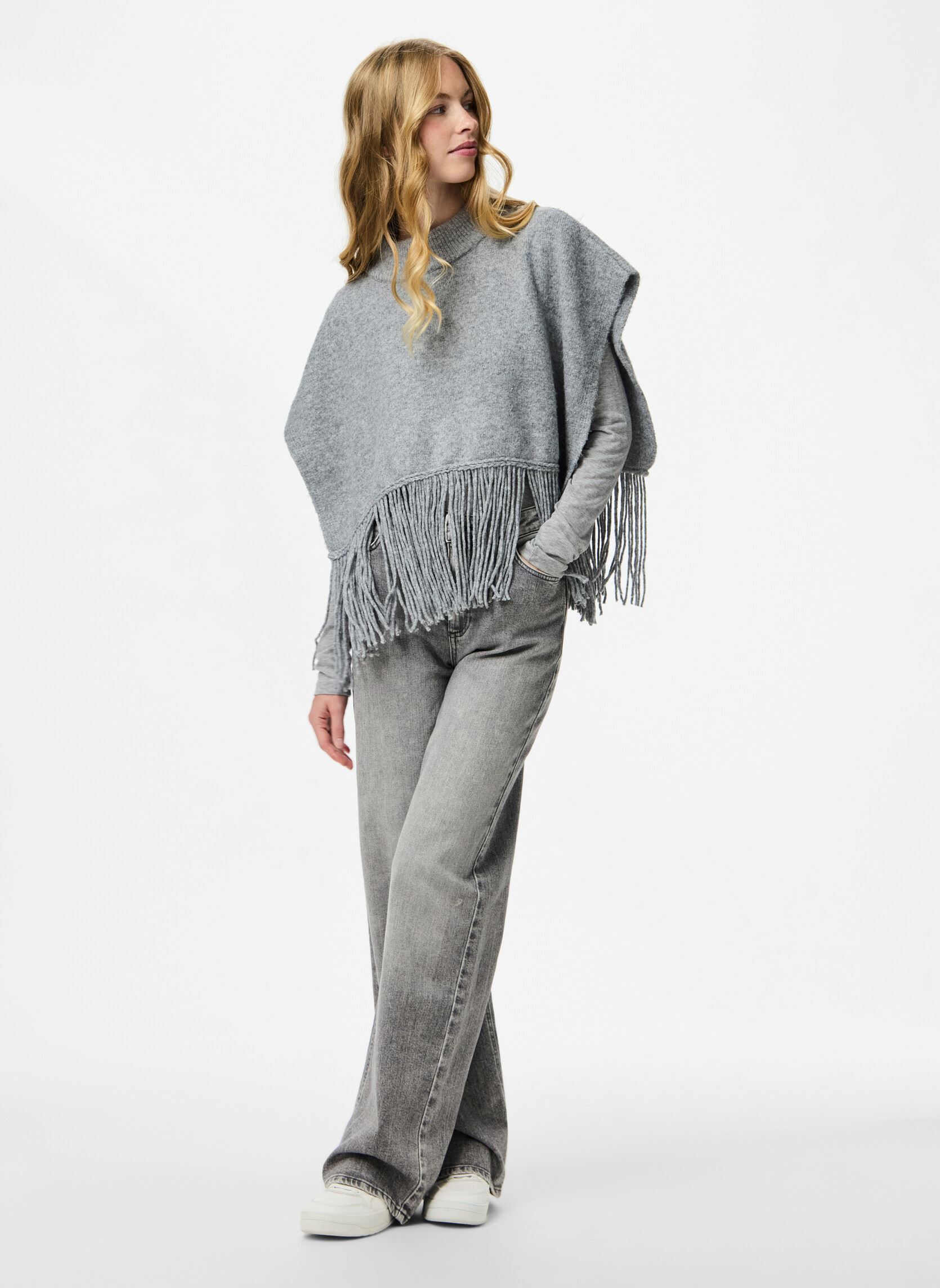 Ponchos und Capes Pcjulle Poncho Bc damen grau Pieces Ponchos und Capes Pcjulle Poncho Bc damen grau Light Grey Melange