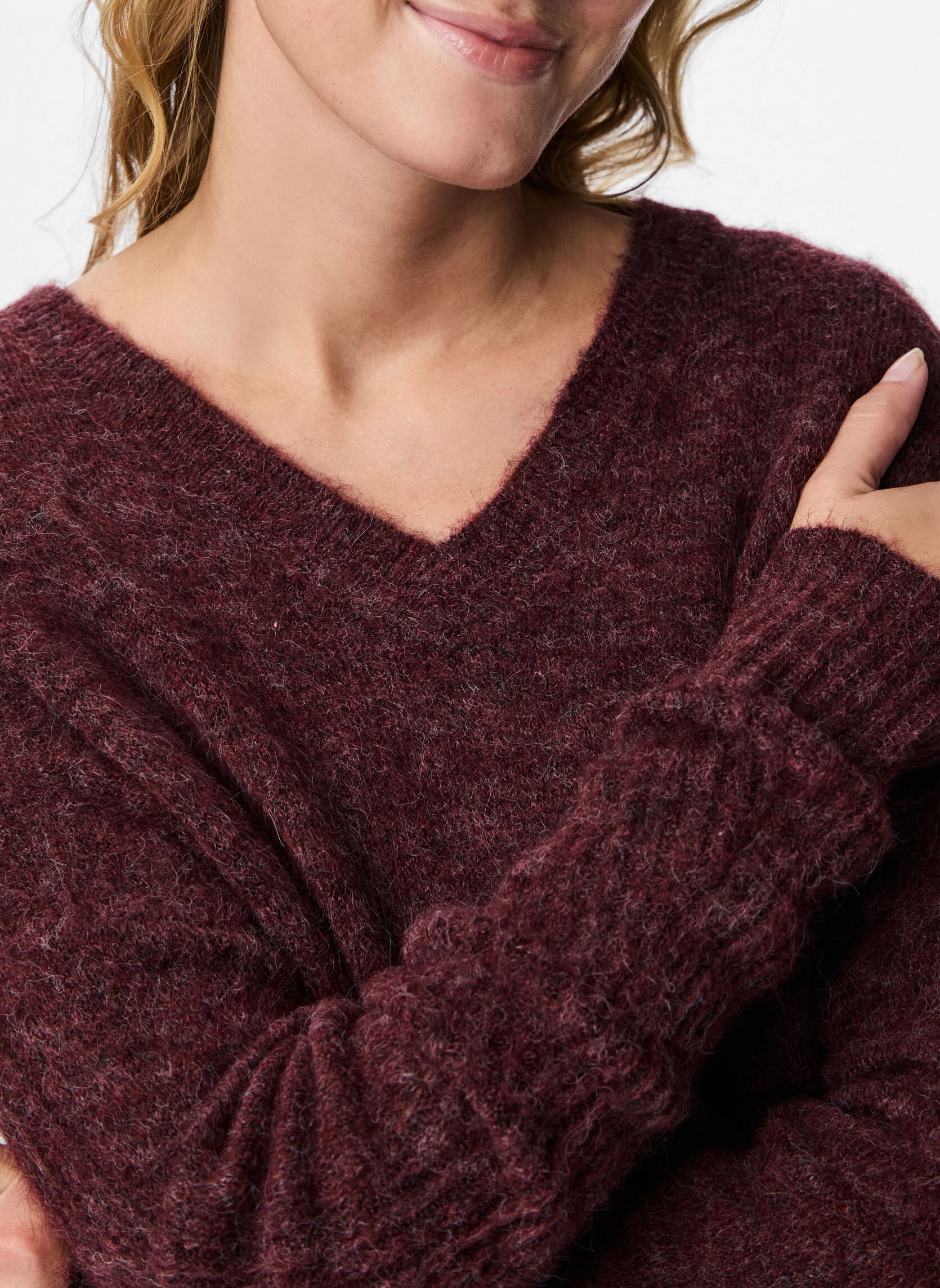 Pullover Pclayla Ls V-Neck Knit Noos damen bordeaux Pieces Pullover Pclayla Ls V-Neck Knit Noos damen bordeaux TAWNY PORT