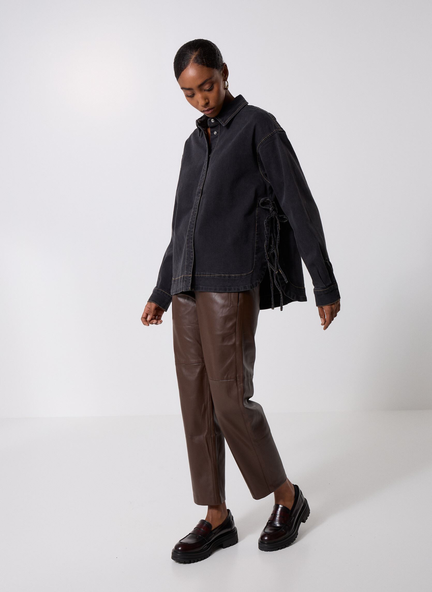 Lange mouw overhemden Pcmathea Ls Curved Denim Shirt dames zwart Pieces Lange mouw overhemden Pcmathea Ls Curved Denim Shirt dames zwart BLACK