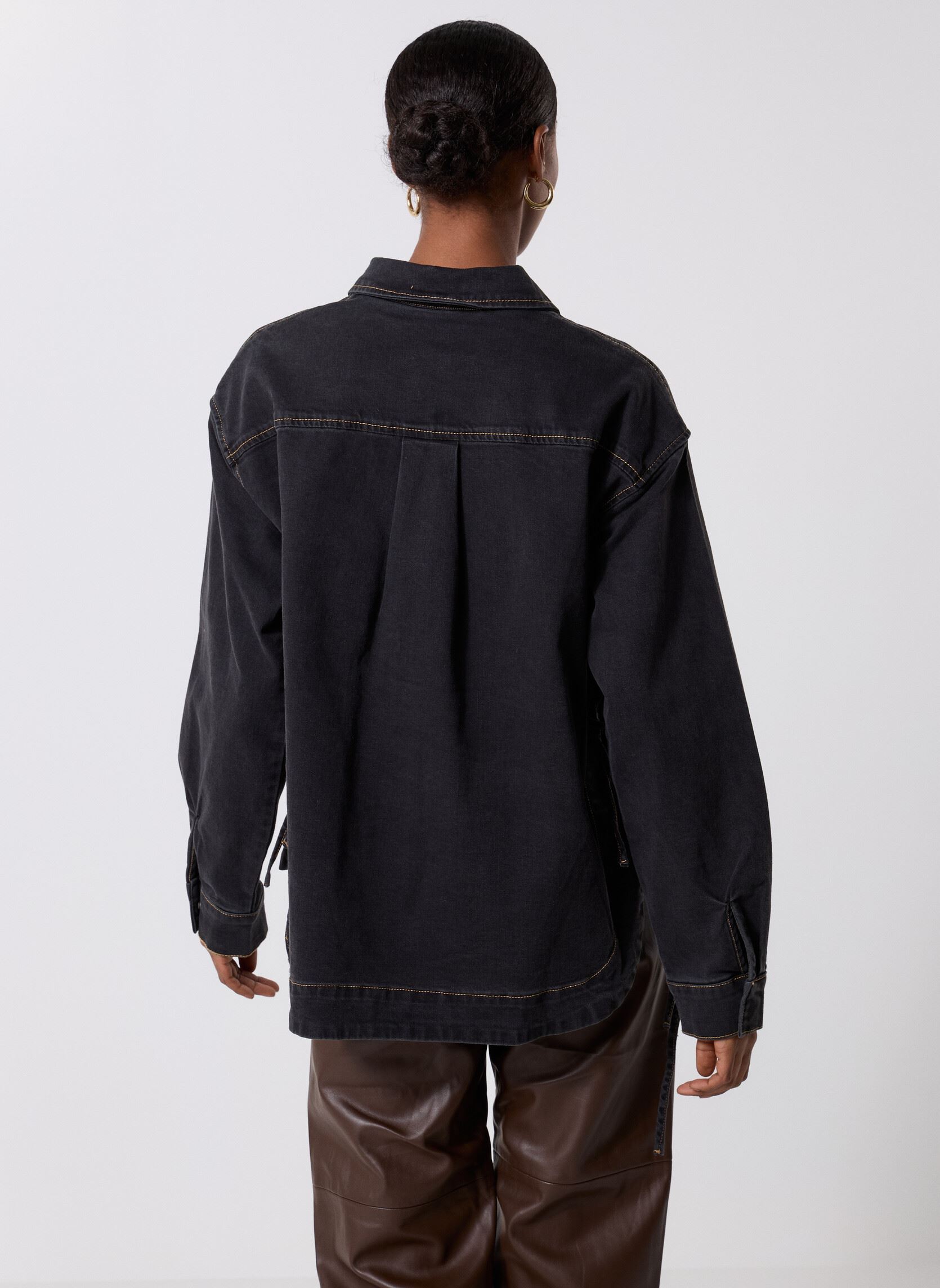 Lange mouw overhemden Pcmathea Ls Curved Denim Shirt dames zwart Pieces Lange mouw overhemden Pcmathea Ls Curved Denim Shirt dames zwart BLACK