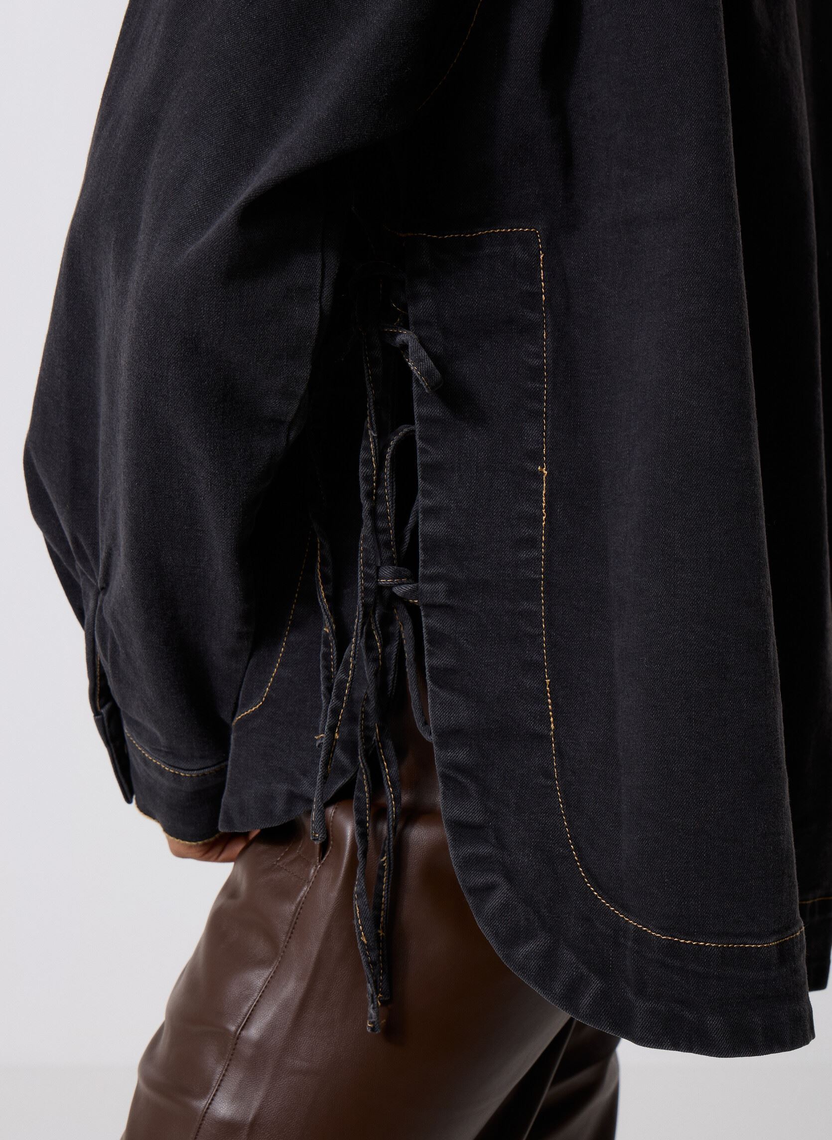 Lange mouw overhemden Pcmathea Ls Curved Denim Shirt dames zwart Pieces Lange mouw overhemden Pcmathea Ls Curved Denim Shirt dames zwart BLACK