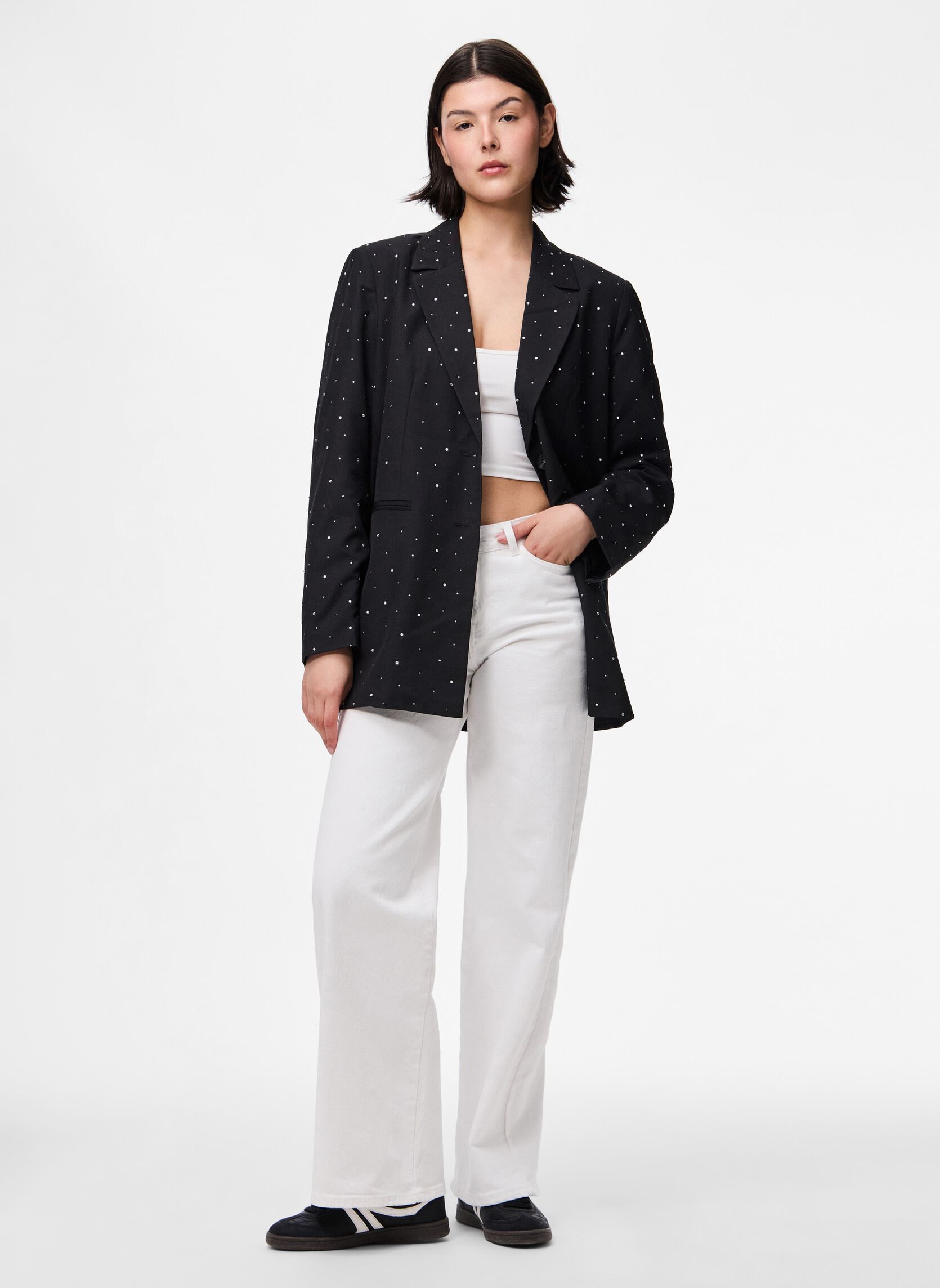 Blazer Pcmichelle Rhinestone Blazer damen schwarz Pieces Blazer Pcmichelle Rhinestone Blazer damen schwarz Black