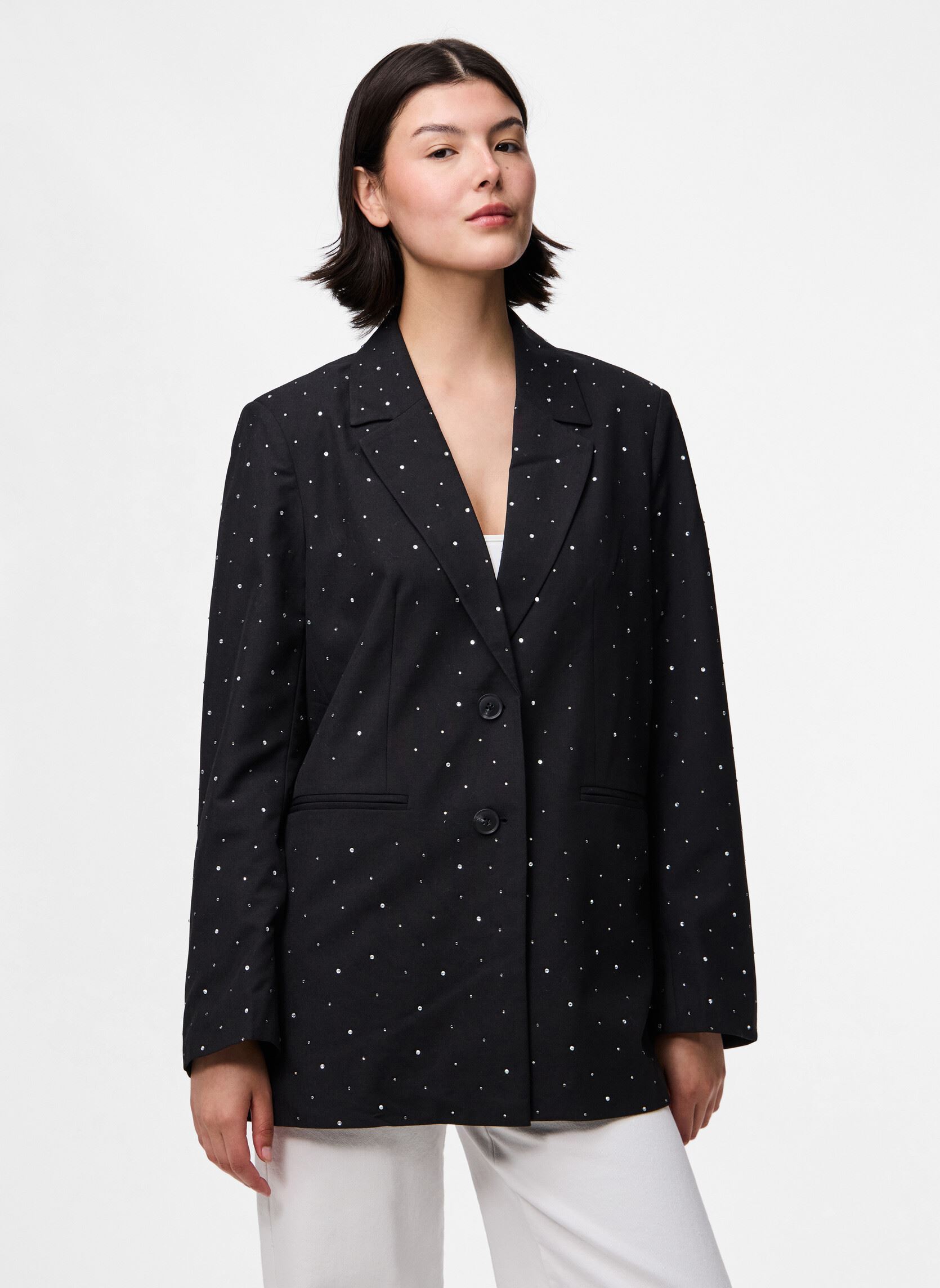 Blazer Pcmichelle Rhinestone Blazer damen schwarz Pieces Blazer Pcmichelle Rhinestone Blazer damen schwarz Black