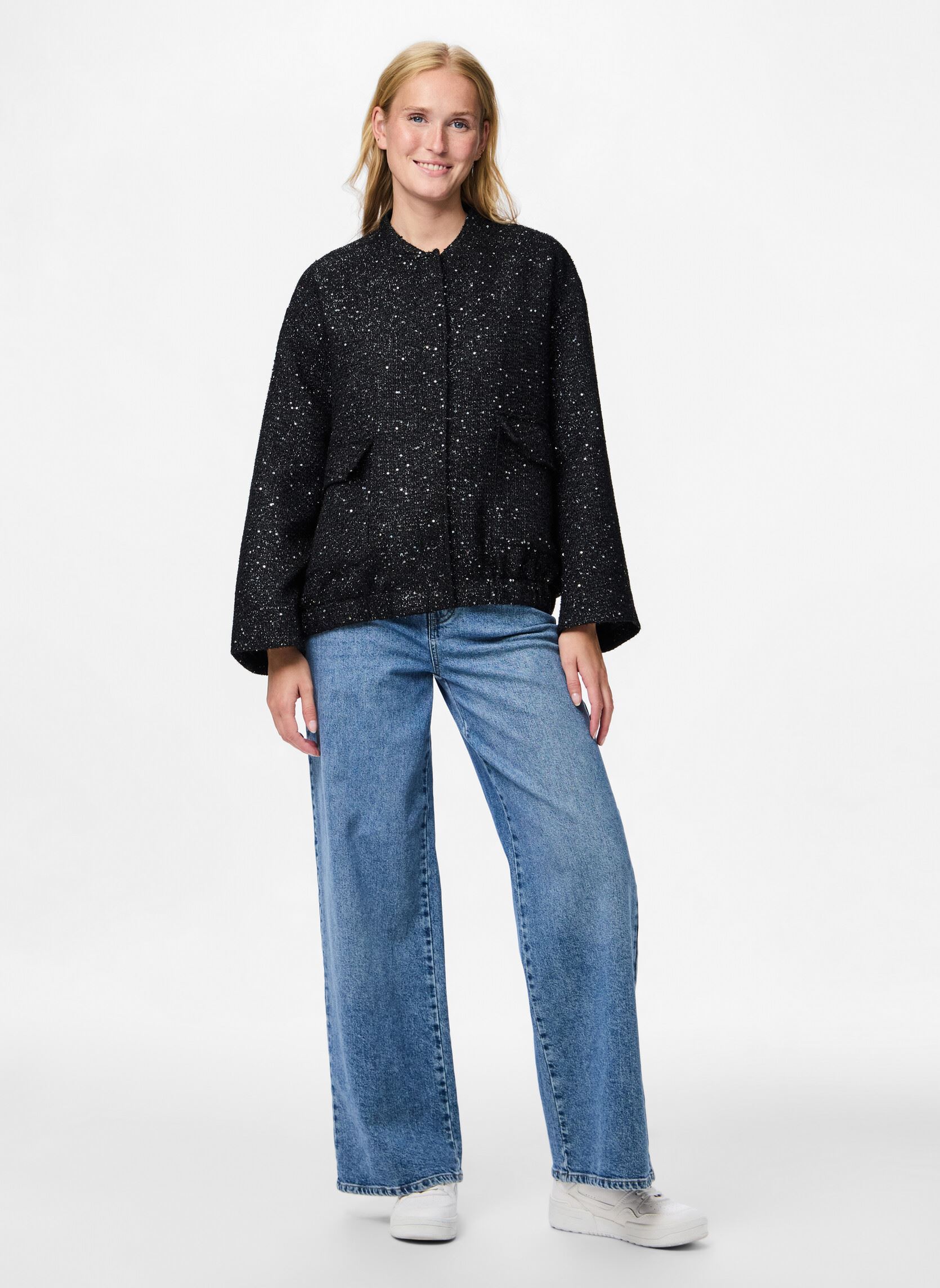 Jacken Pcminna Sequin Bomber Jacket damen schwarz Pieces Jacken Pcminna Sequin Bomber Jacket damen schwarz Black