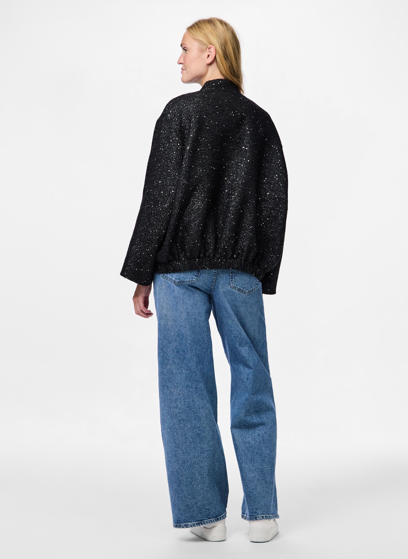 Jacken Pcminna Sequin Bomber Jacket damen schwarz Pieces Jacken Pcminna Sequin Bomber Jacket damen schwarz Black