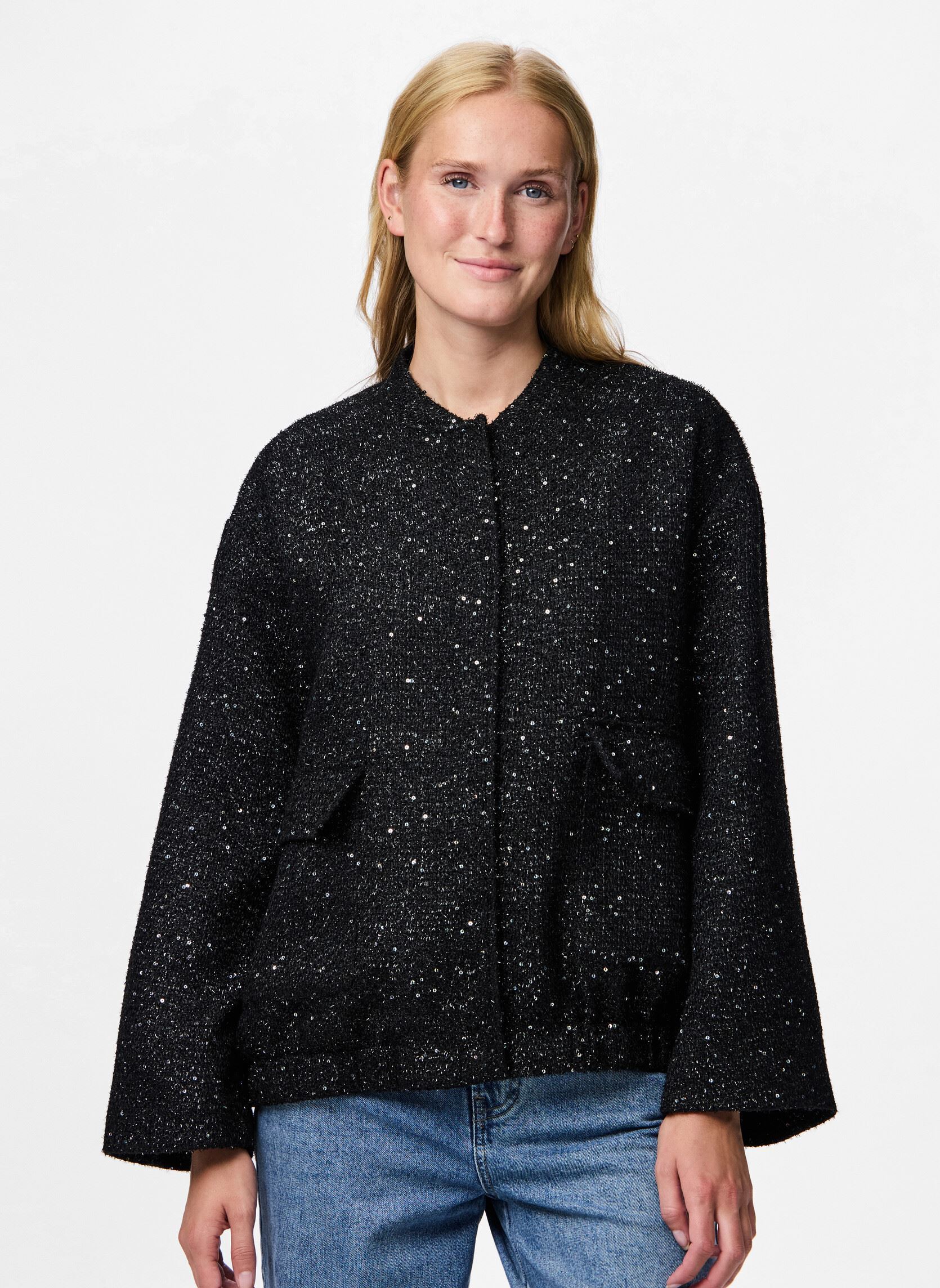Jacken Pcminna Sequin Bomber Jacket damen schwarz Pieces Jacken Pcminna Sequin Bomber Jacket damen schwarz Black