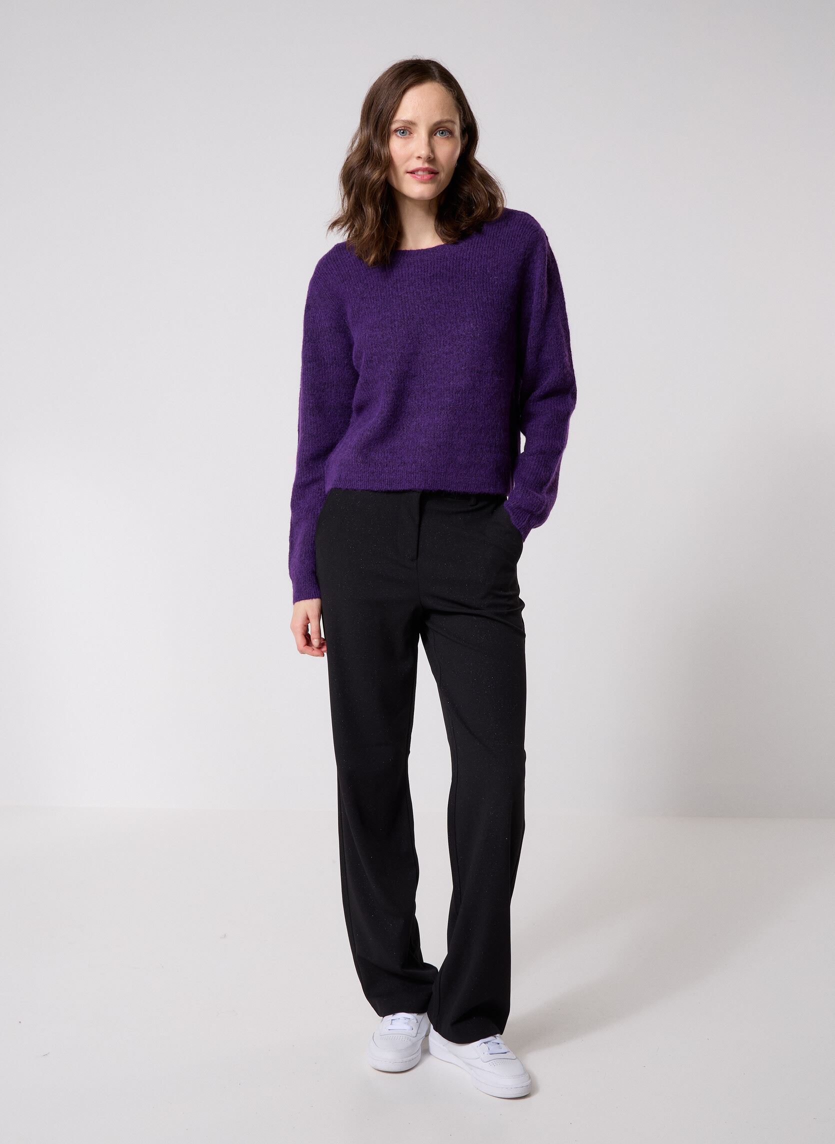 Pulls Pcnibe Ls O-Neck Pleat Knit Fc Bc femme violet Pieces Pulls Pcnibe Ls O-Neck Pleat Knit Fc Bc femme violet Acai