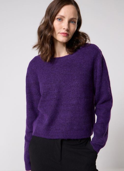 Pieces Truien Pcnibe Ls O-Neck Pleat Knit Fc Bc dames paars