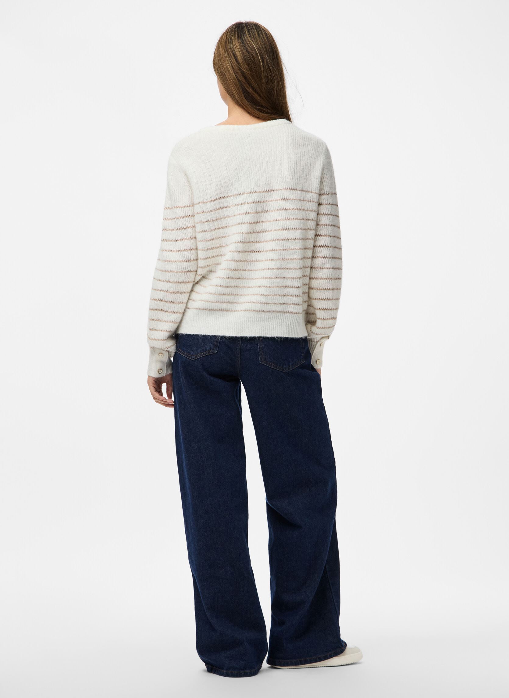 Pulls Pcjibe Ls O-Neck Knit Fc femme blanc Pieces Pulls Pcjibe Ls O-Neck Knit Fc femme blanc Cloud Dancer