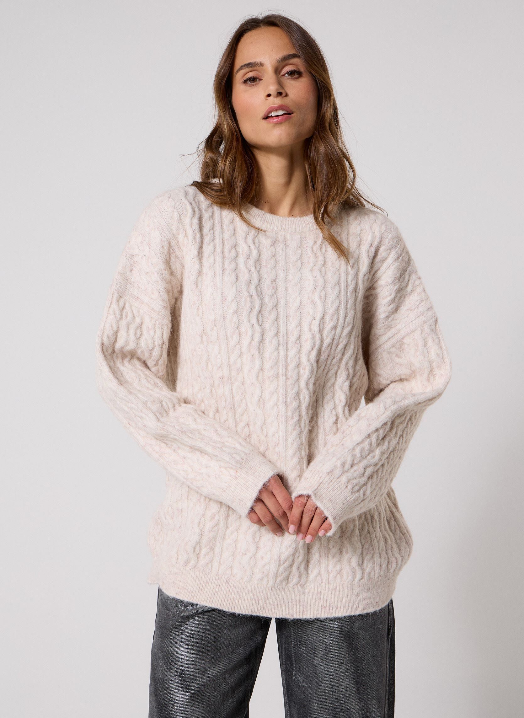 Pulls Pcjisa Ls O-Neck Long Cabel Knit Bc femme blanc Pieces Pulls Pcjisa Ls O-Neck Long Cabel Knit Bc femme blanc BIRCH