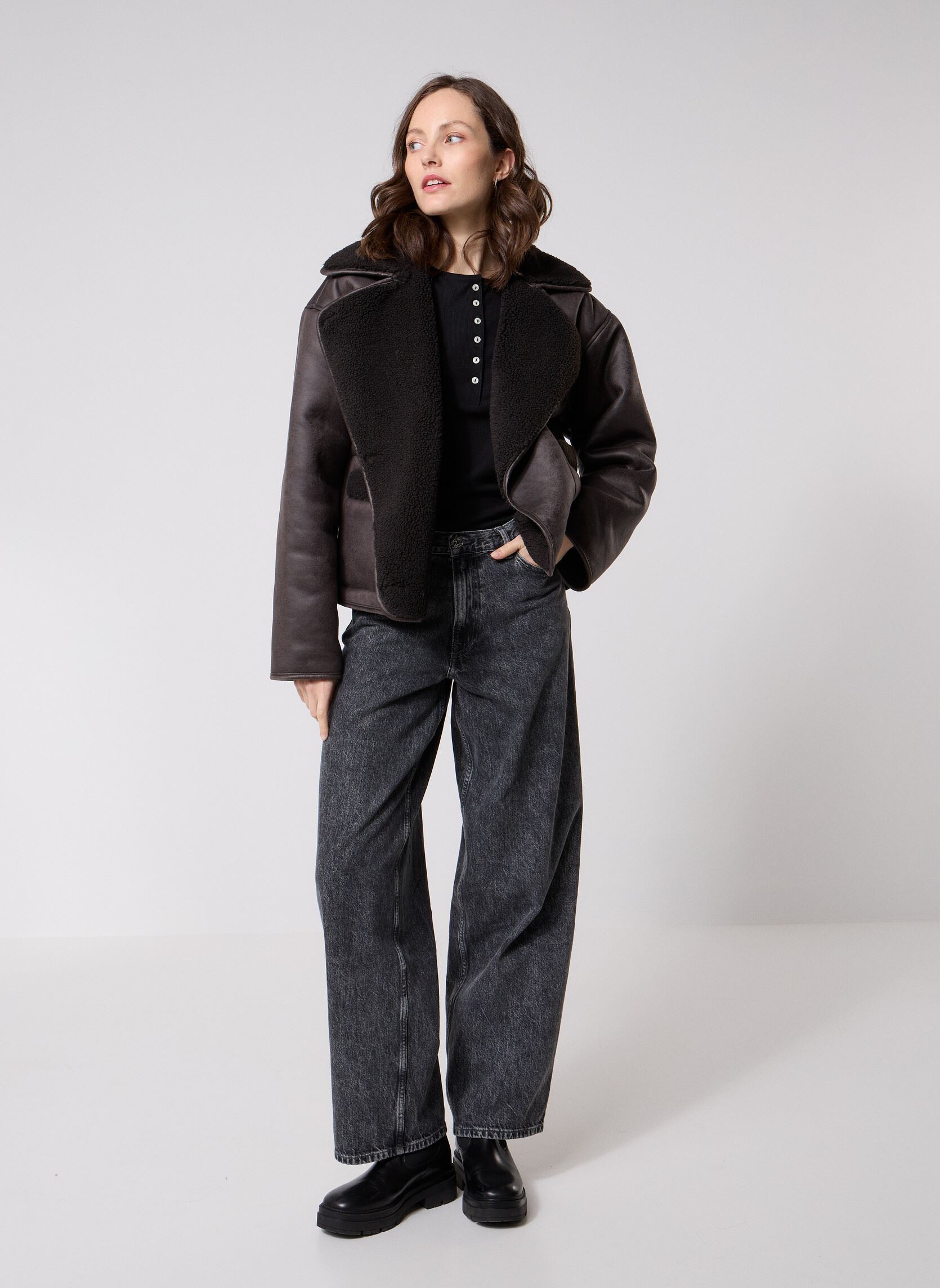 Bomberjacks Pcjuno Coated Teddy Jacket dames bruin Pieces Bomberjacks Pcjuno Coated Teddy Jacket dames bruin Hot Fudge