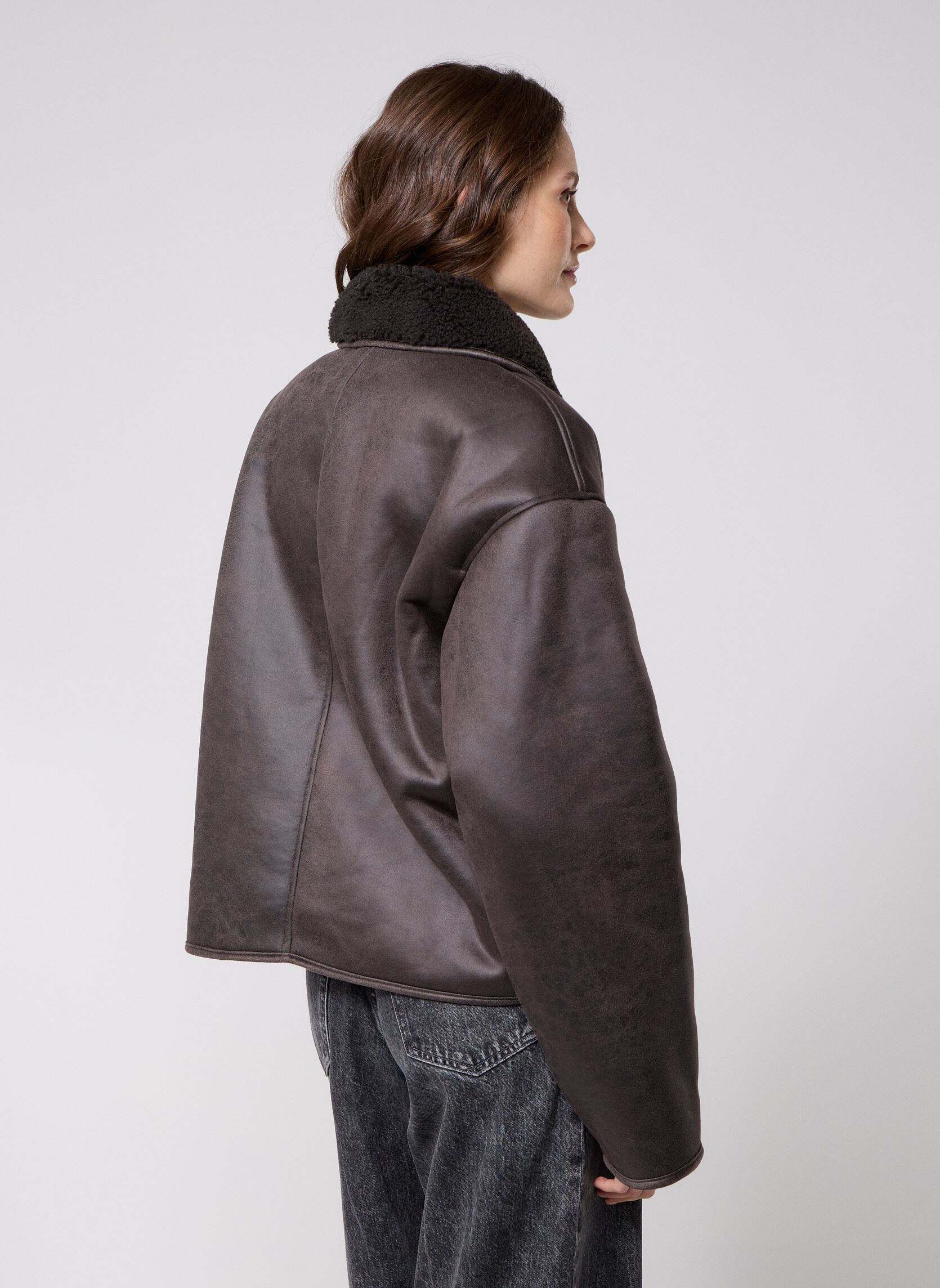 Bomberjacks Pcjuno Coated Teddy Jacket dames bruin Pieces Bomberjacks Pcjuno Coated Teddy Jacket dames bruin Hot Fudge