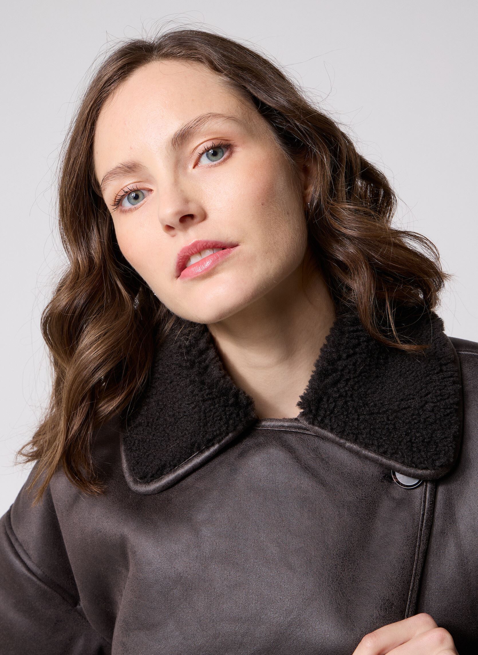 Bomberjacks Pcjuno Coated Teddy Jacket dames bruin Pieces Bomberjacks Pcjuno Coated Teddy Jacket dames bruin Hot Fudge