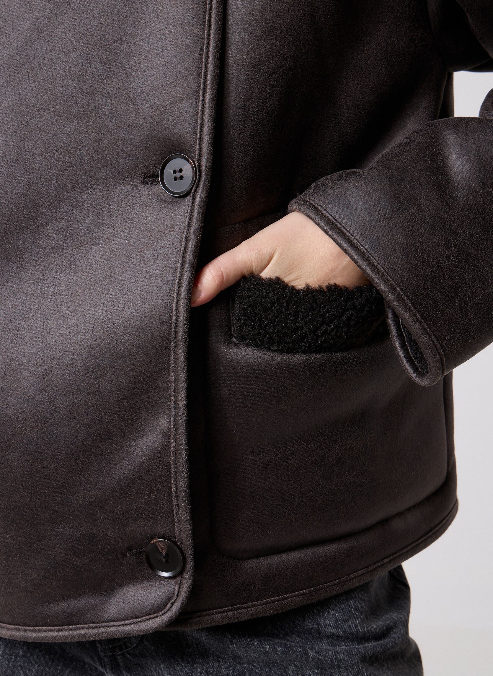 Bomberjacks Pcjuno Coated Teddy Jacket dames bruin Pieces Bomberjacks Pcjuno Coated Teddy Jacket dames bruin Hot Fudge