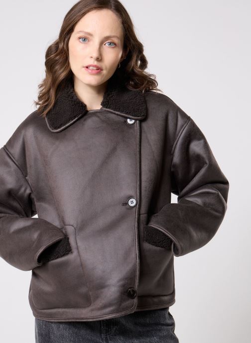 Pieces Blousons Pcjuno Coated Teddy Jacket femme marron