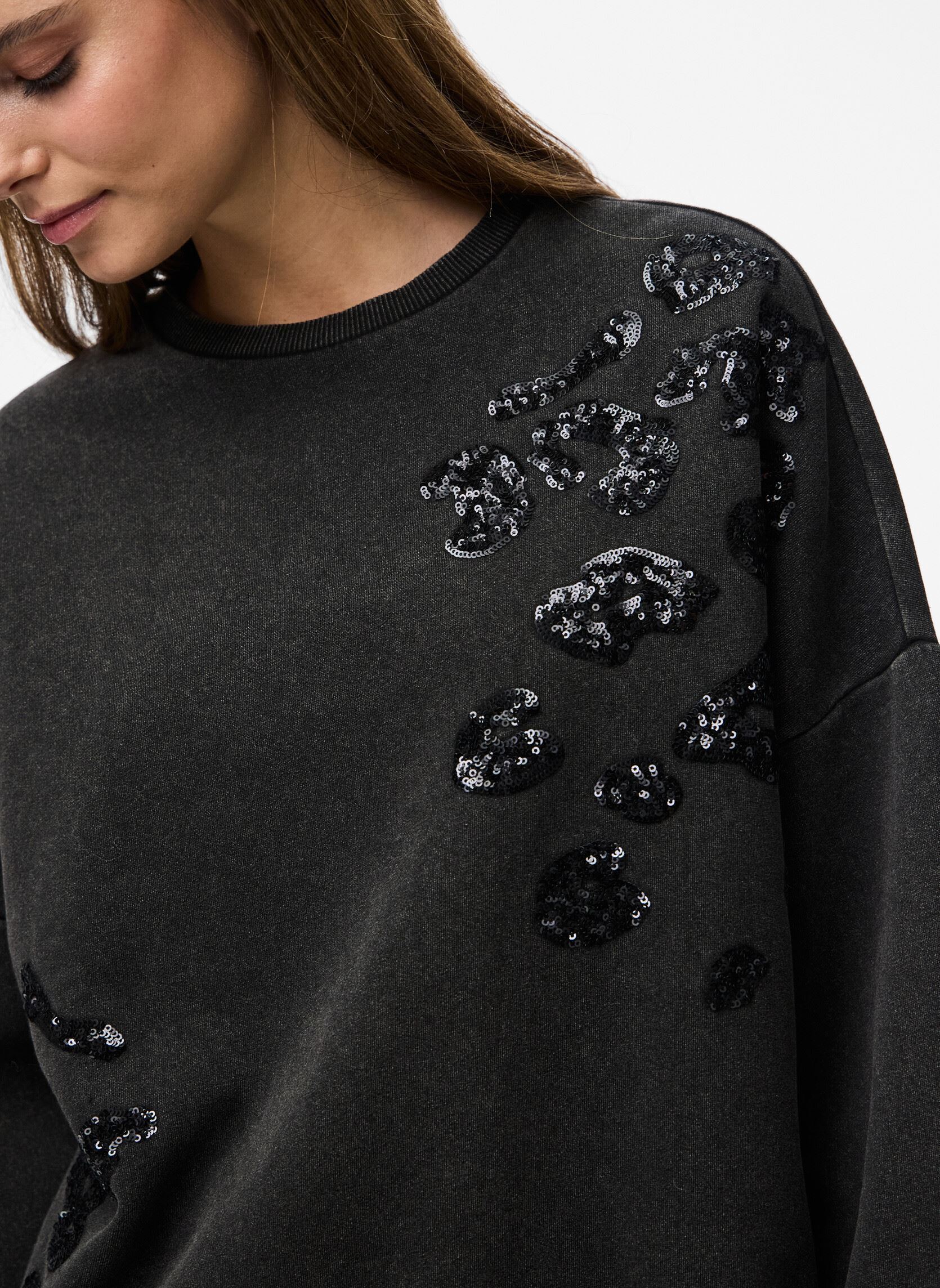 Sweatshirts Pcmie Ls Sequins Sweatshirt Jrs femme noir Pieces Sweatshirts Pcmie Ls Sequins Sweatshirt Jrs femme noir Black