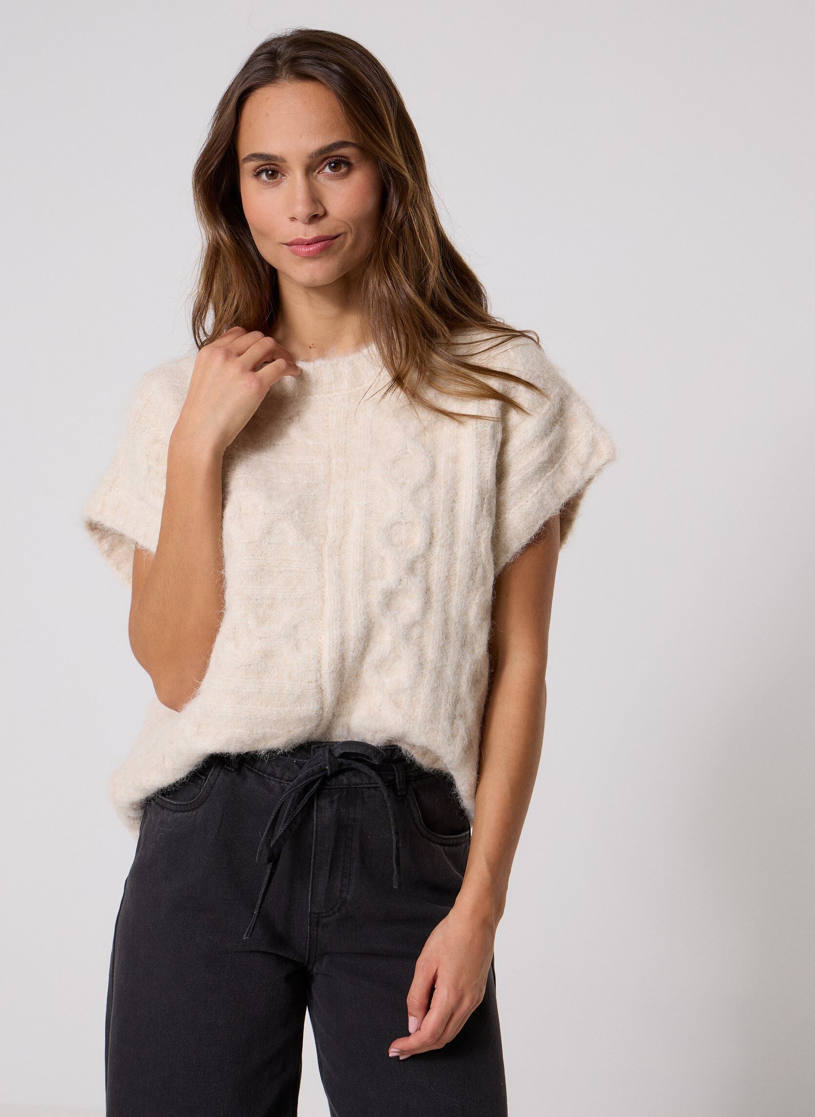 Pulls Pcmisa Sl O-Neck Knit Vest Bc femme blanc Pieces Pulls Pcmisa Sl O-Neck Knit Vest Bc femme blanc Birch