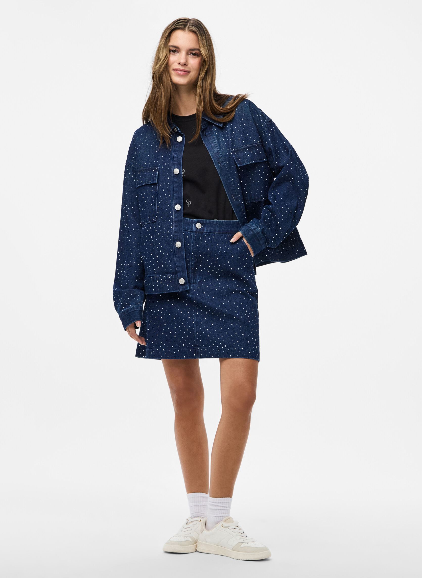Faldas cortas Pcroberta Hw Rhinestone Denim Skirt mujer azul Pieces Faldas cortas Pcroberta Hw Rhinestone Denim Skirt mujer azul Dark Blue Denim