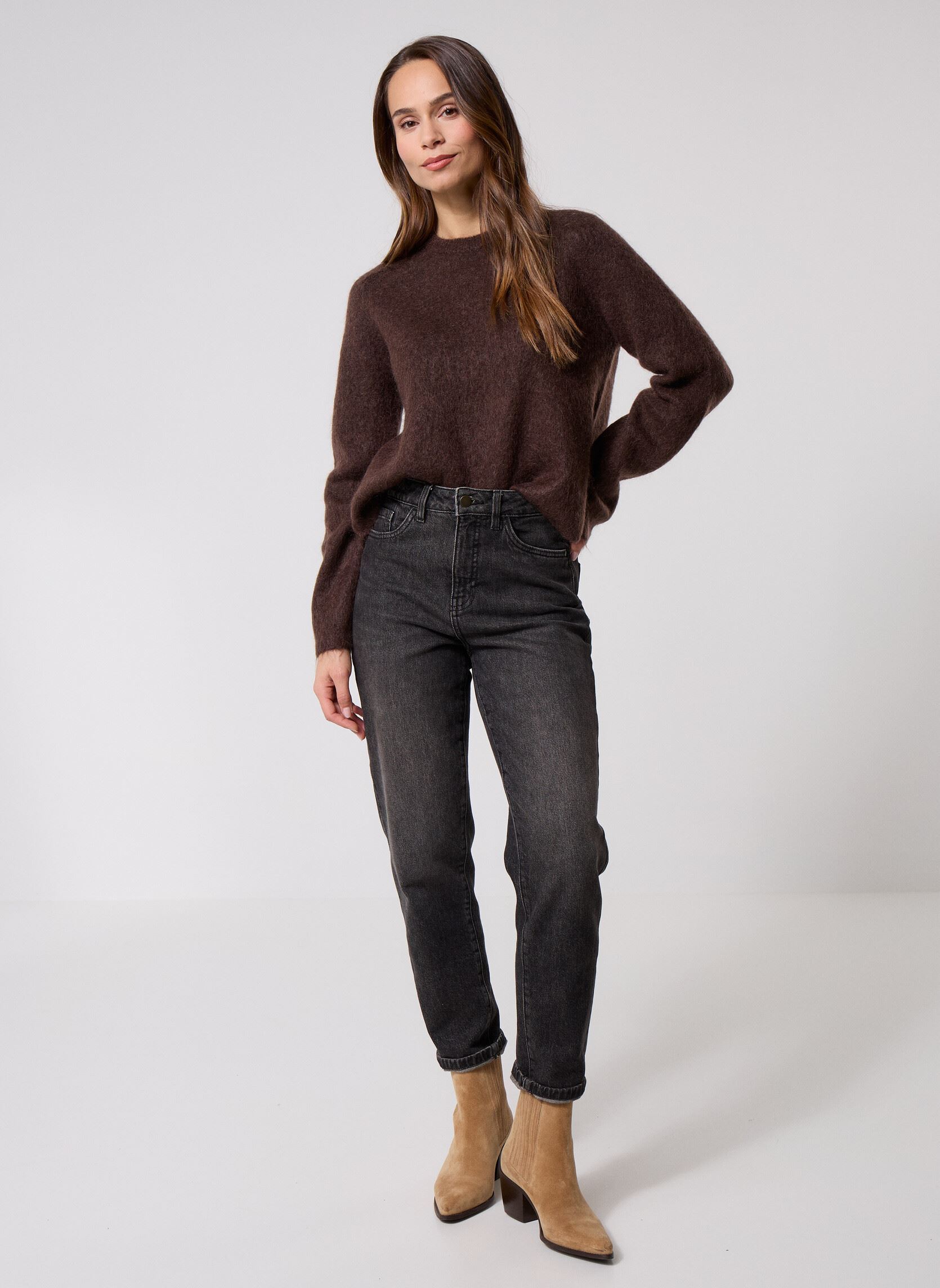 Truien Pcmanika Ls O-Neck Knit Bc dames bruin Pieces Truien Pcmanika Ls O-Neck Knit Bc dames bruin Hot Fudge