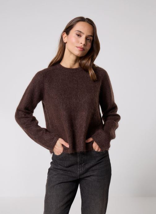 Pieces Truien Pcmanika Ls O-Neck Knit Bc dames bruin