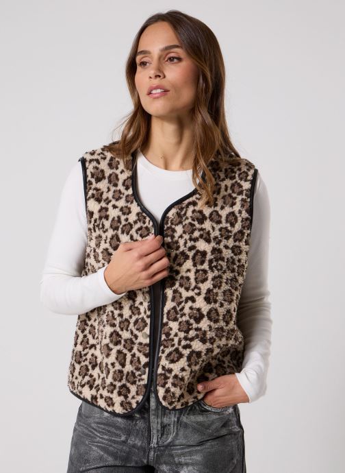 Pieces Vestes sans manches Pcnetty Teddy Vest Fc Bc femme blanc