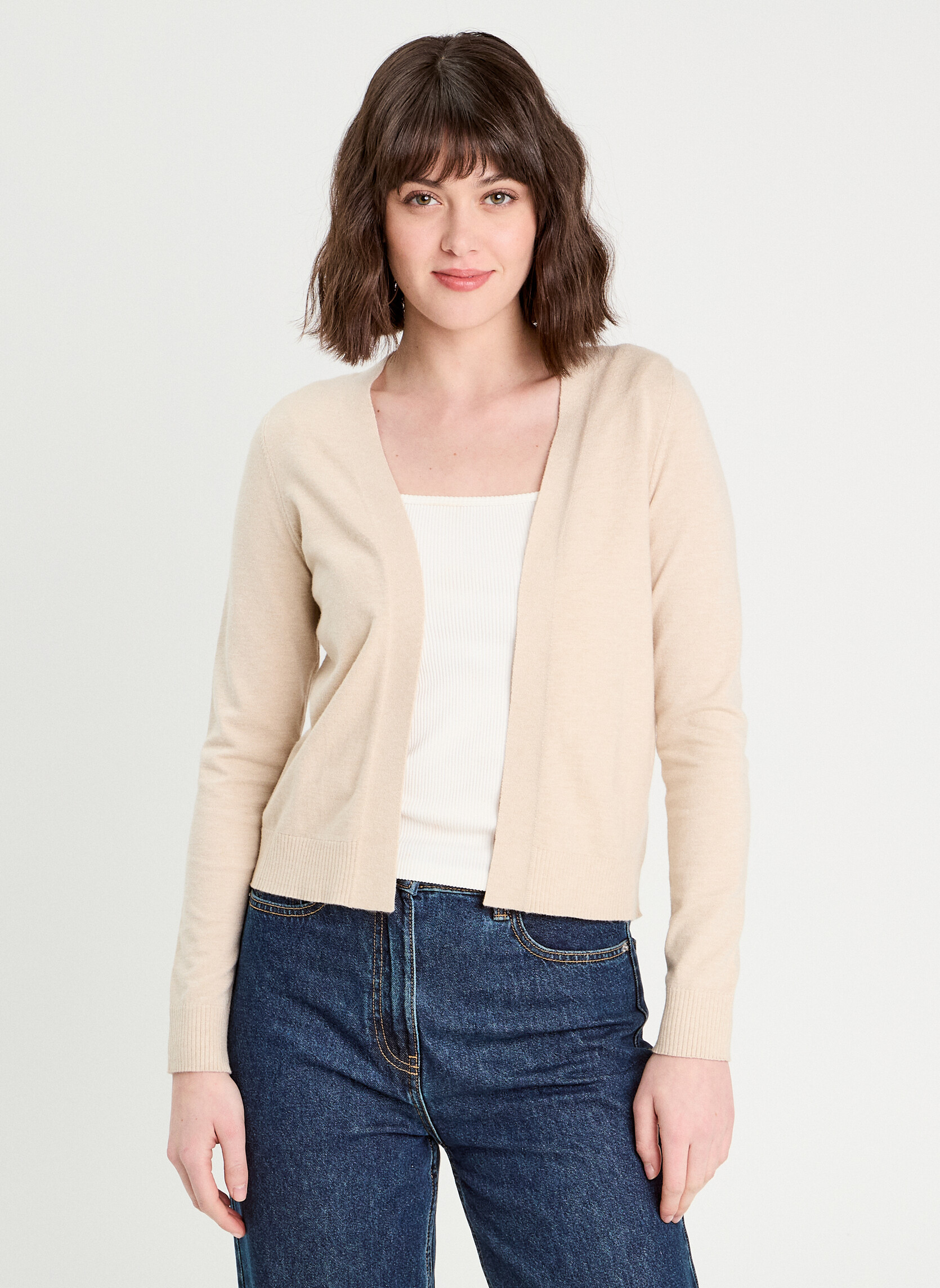 Gilet Beige Femme Taille 44/46 - Occasion Très Bon état, Marque C&A, Manches Courtes