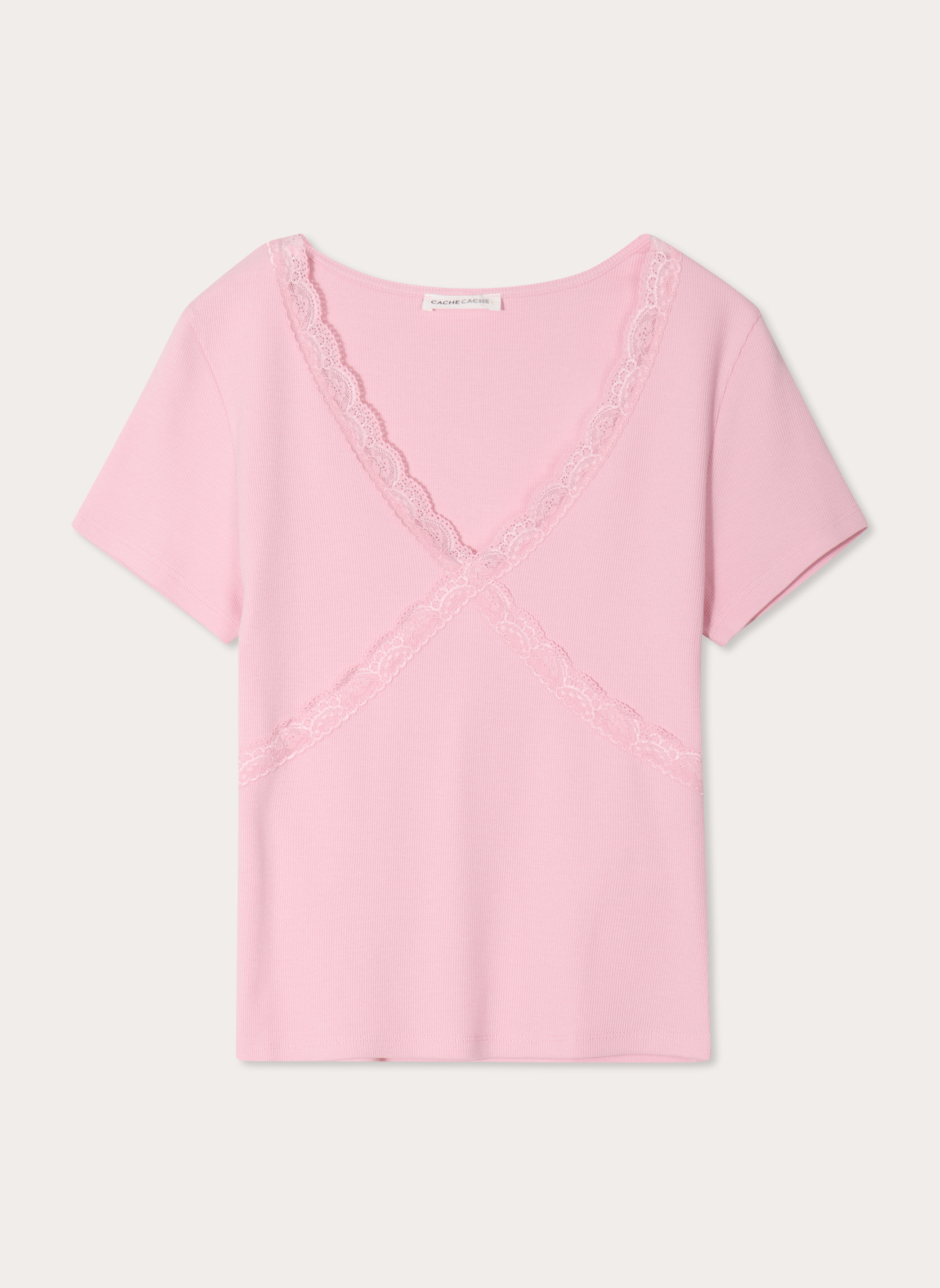 Tee-shirts KCROILACE femme rose Cache Cache Tee-shirts KCROILACE femme rose Rose pastel