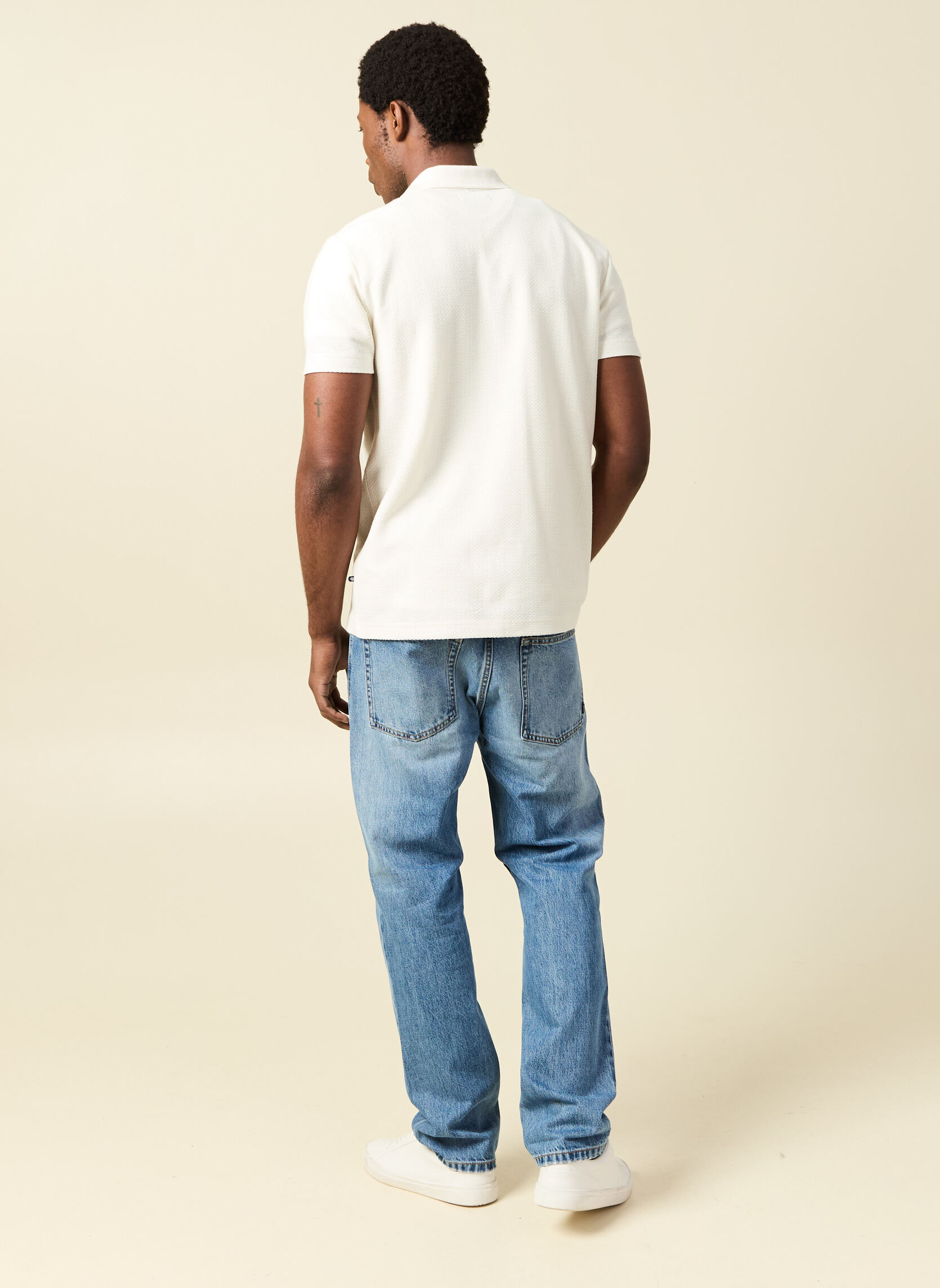 Polos POLTEXTUREH homme blanc Bonobo Polos POLTEXTUREH homme blanc Blanc