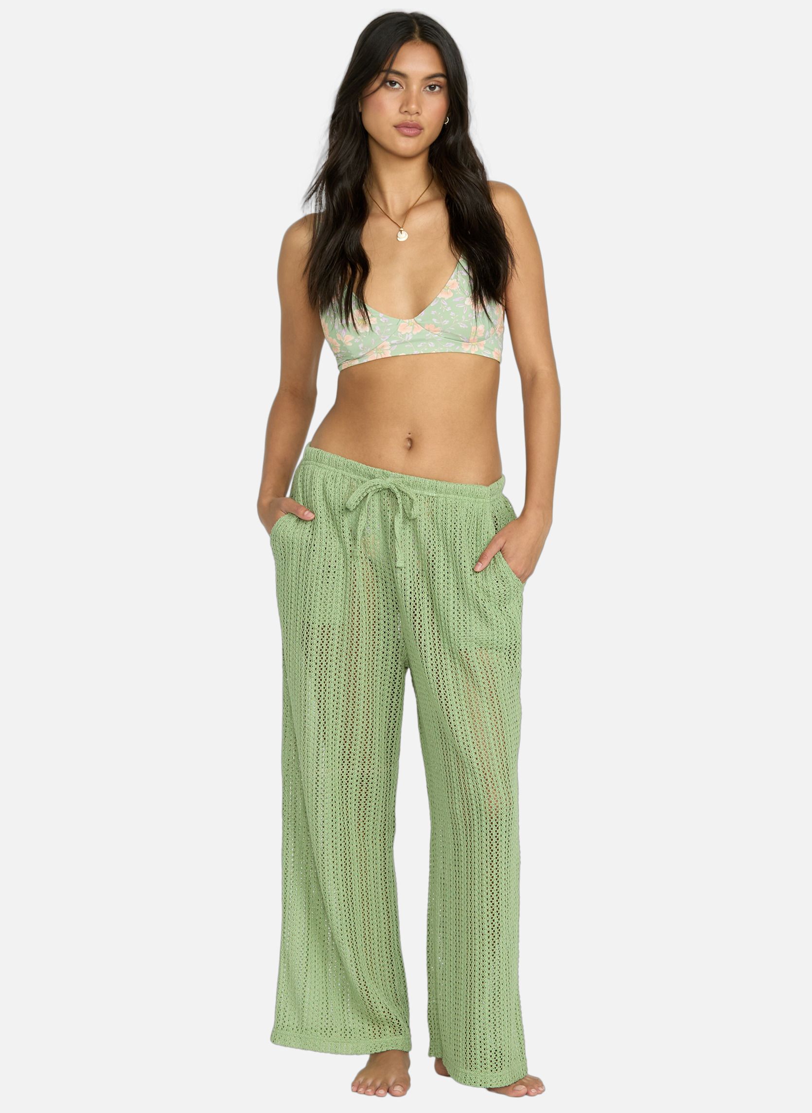 Pantalons droit Pantalon léger TROPIC BEACH femme vert Billabong Pantalons droit Pantalon léger TROPIC BEACH femme vert Vert
