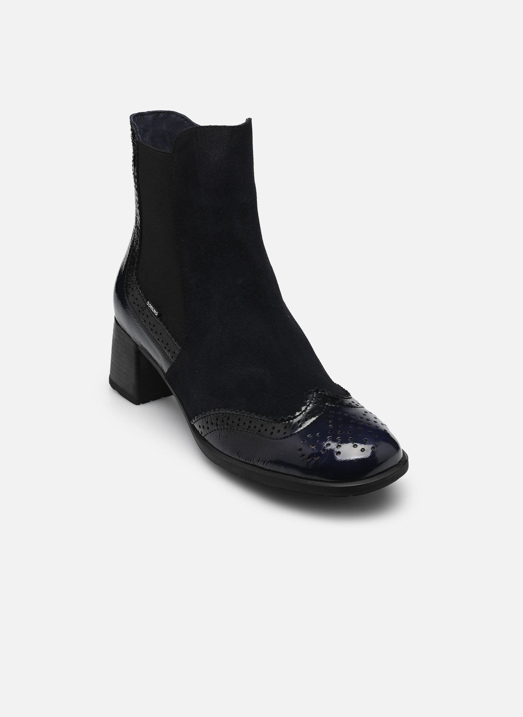 Bottines et boots IKIA D9368 femme bleu Dorking Bottines et boots IKIA D9368 femme bleu NAPLAK+CALF+NAPLAK MARINO +RIV