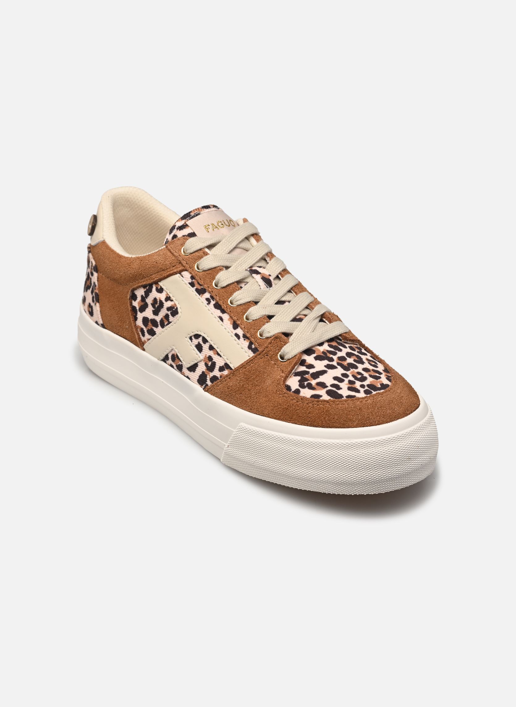 Lage sneakers WALNUT PLATFORM TENNIS WOV-SUEDE dames beige Faguo Lage sneakers WALNUT PLATFORM TENNIS WOV-SUEDE dames beige ECRU/LEOPARD