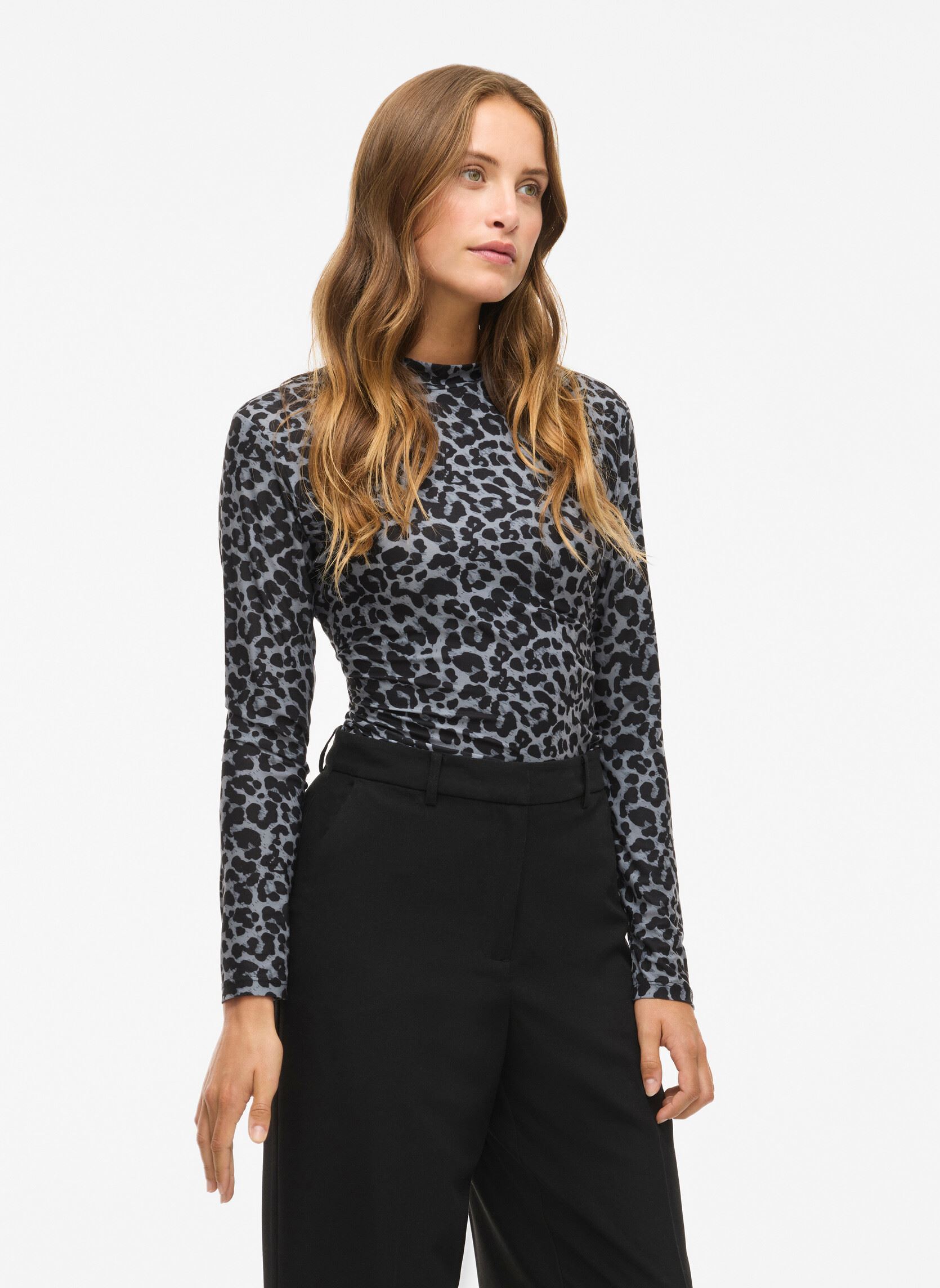 Langarm-T-Shirts Vileoa L/S High Neck Top - Noos damen grau Vila Langarm-T-Shirts Vileoa L/S High Neck Top - Noos damen grau GLACIER GRAY