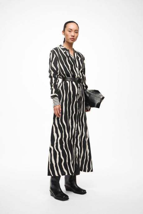 Vila Robes longues Visusie L/S Ankle Shirt Dress femme noir