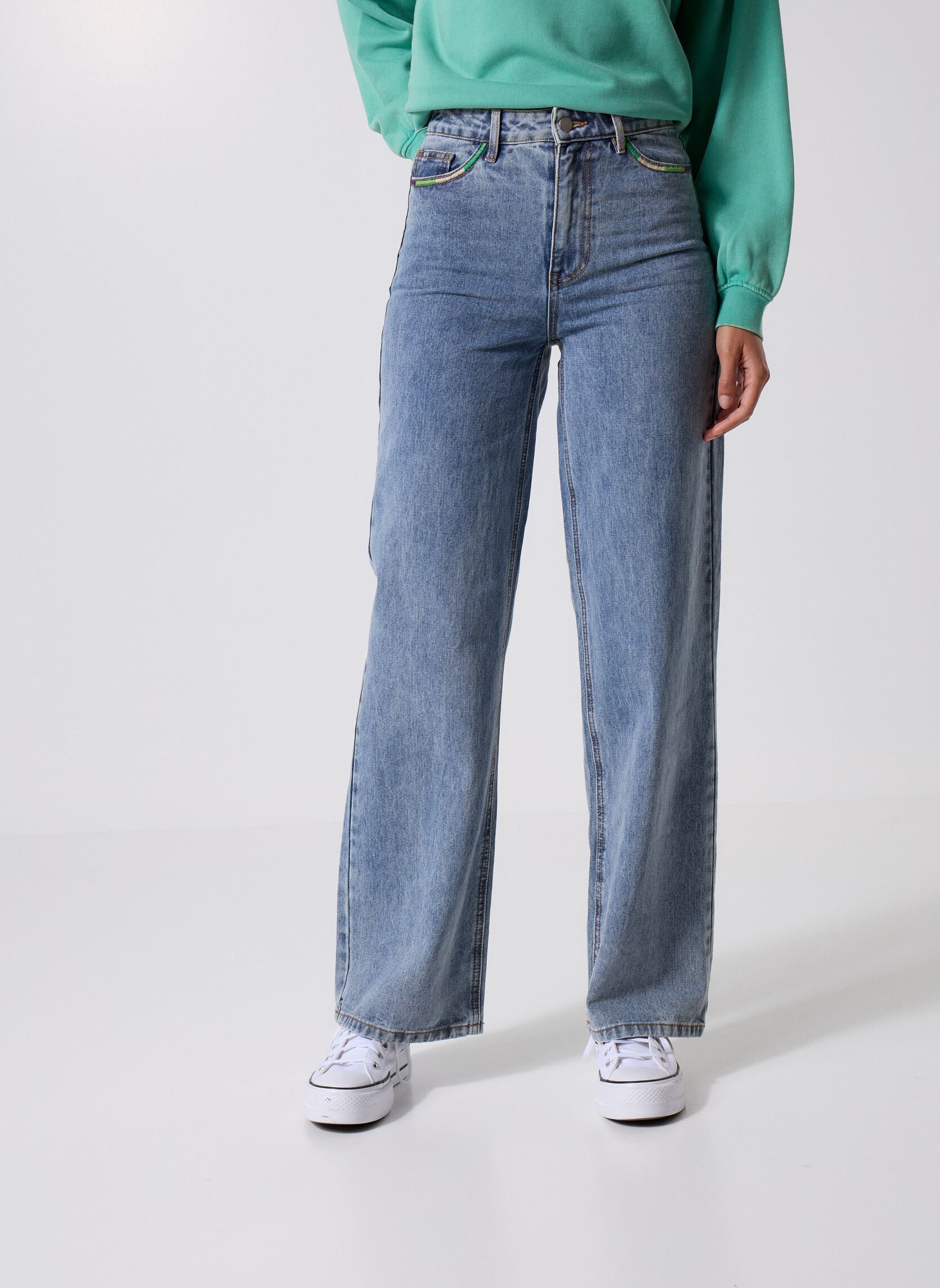 Wijde jeans / Flared Jeans Vifreya Hw Emb Jeans Lbd dames blauw Vila Wijde jeans / Flared Jeans Vifreya Hw Emb Jeans Lbd dames blauw Medium Blue Denim