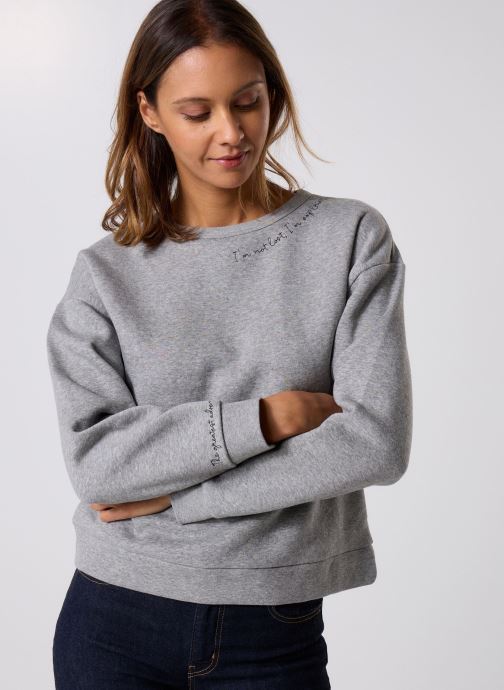 Vila Sweater Vimaldea O-Neck L/S Emb Sweatshirt dames grijs