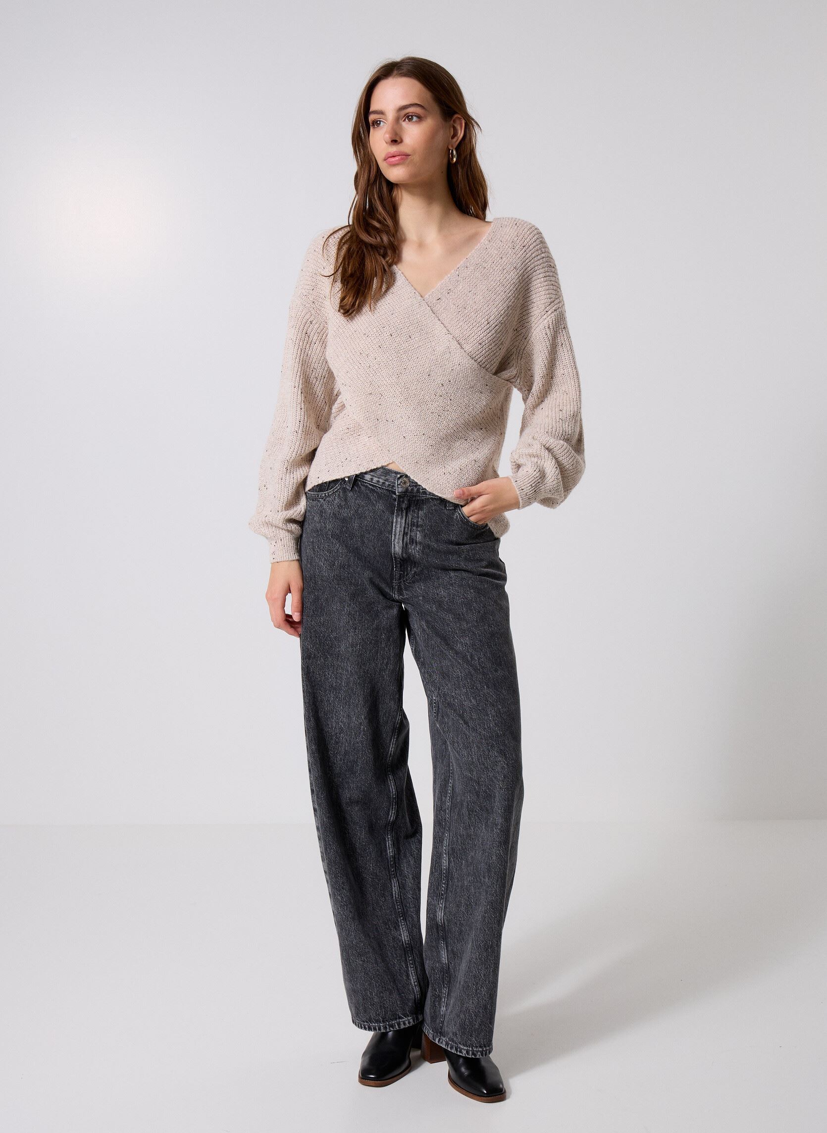 Pulls Vimilou Rev L/S Glitter Knit Top femme beige Vila Pulls Vimilou Rev L/S Glitter Knit Top femme beige Cement