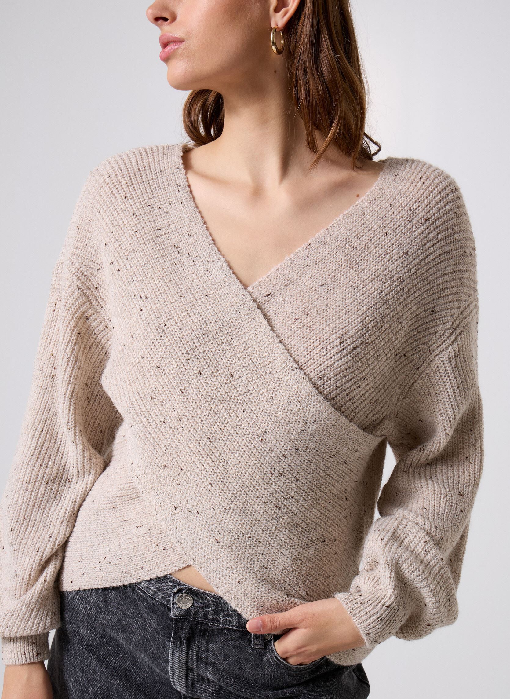 Pulls Vimilou Rev L/S Glitter Knit Top femme beige Vila Pulls Vimilou Rev L/S Glitter Knit Top femme beige Cement